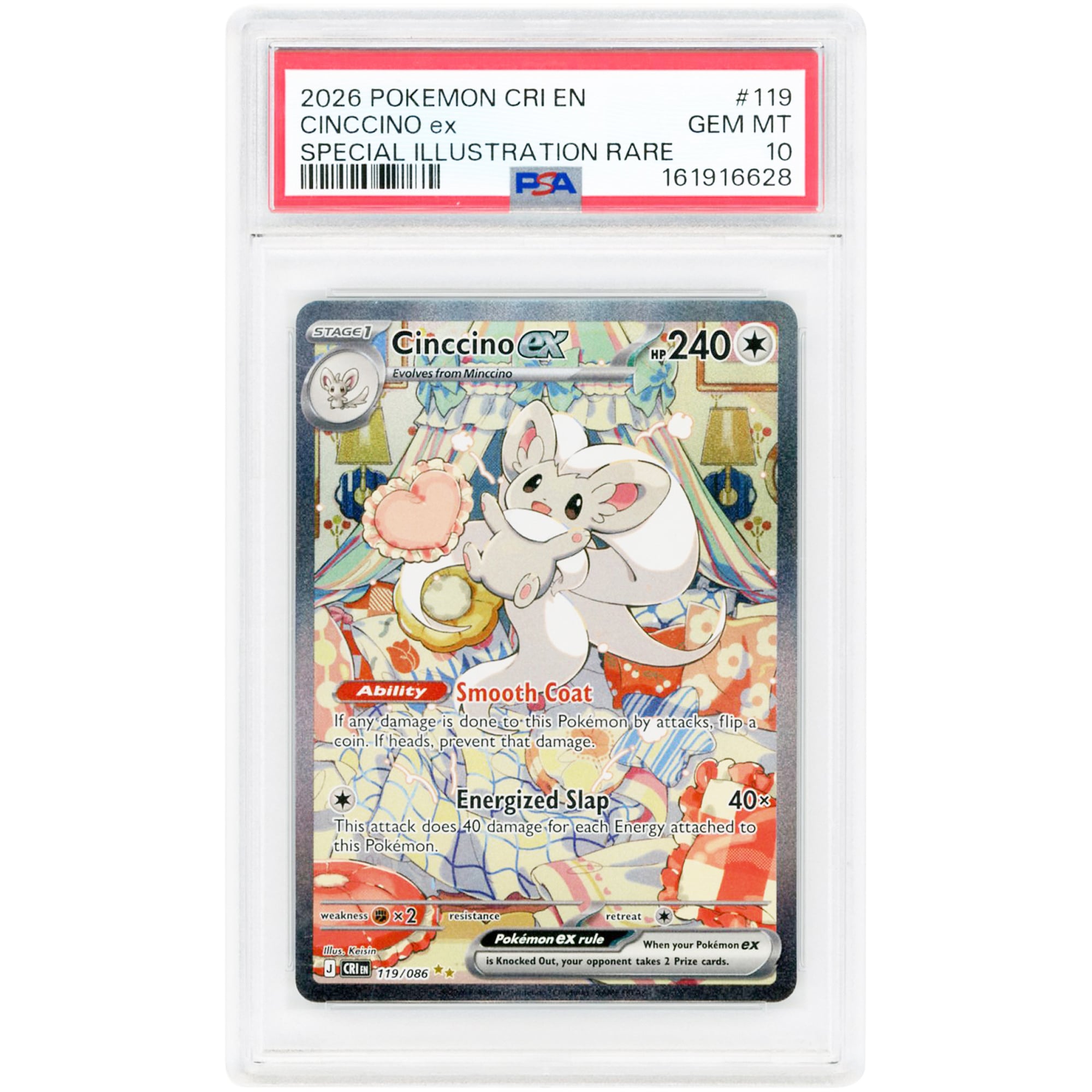 Cinccino ex 2026 Pokemon Chaos Rising Special Illustration Rare #119 PSA Authenticated 10 Card