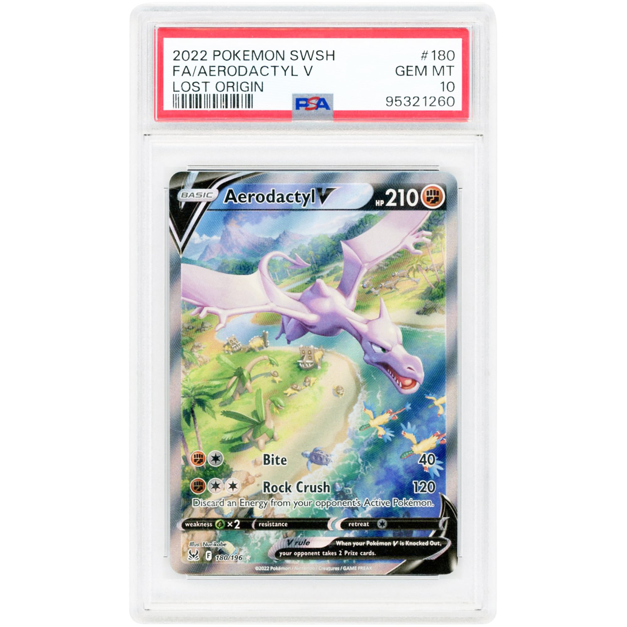 Aerodactyl V 2022 Pokemon Lost Origin Secret Rare #180 PSA Authenticated 10 Card