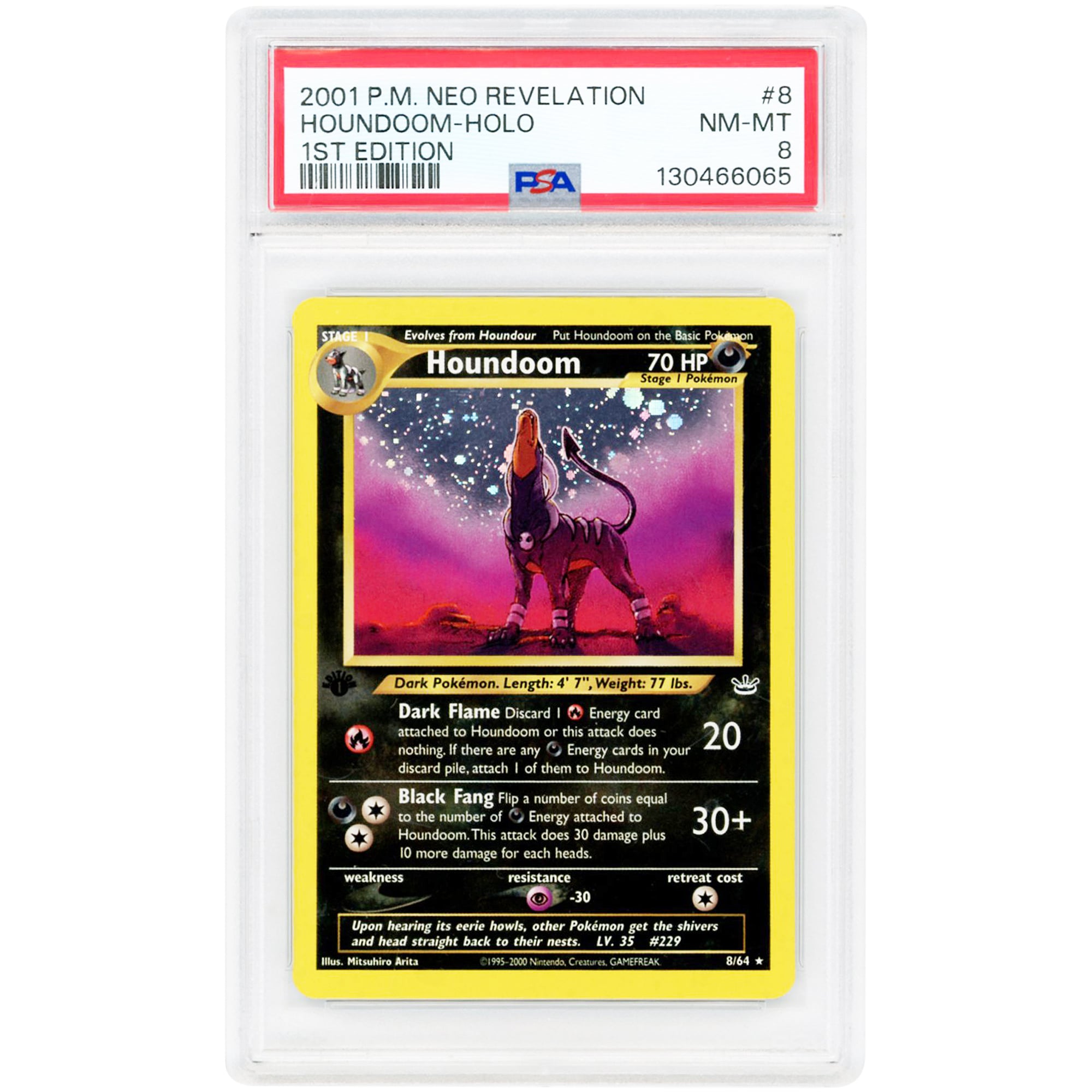 Houndoom 2001 Pokemon Neo Revelation 1st Edition Holo Rare #8 PSA Authenticated 8 Card