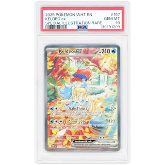 Keldeo ex 2025 Pokemon White Flare Special Illustration Rare #167 PSA Authenticated 10 Card