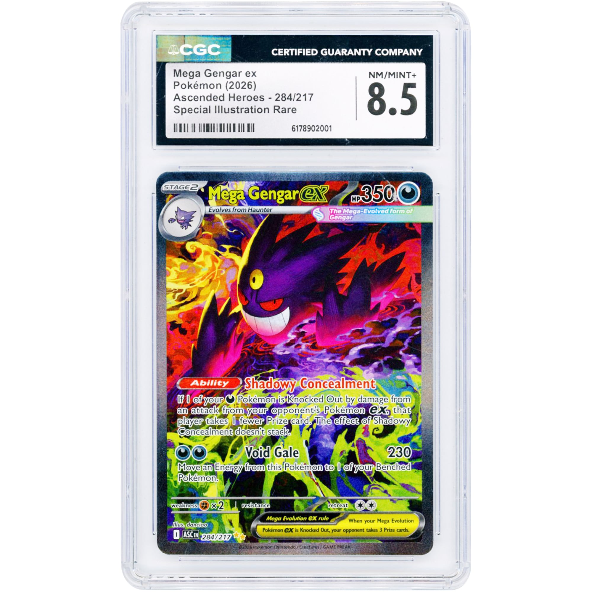 Mega Gengar ex 2026 Pokemon Ascended Heroes Special Illustration Rare #284 CGC Authenticated 8.5 Card