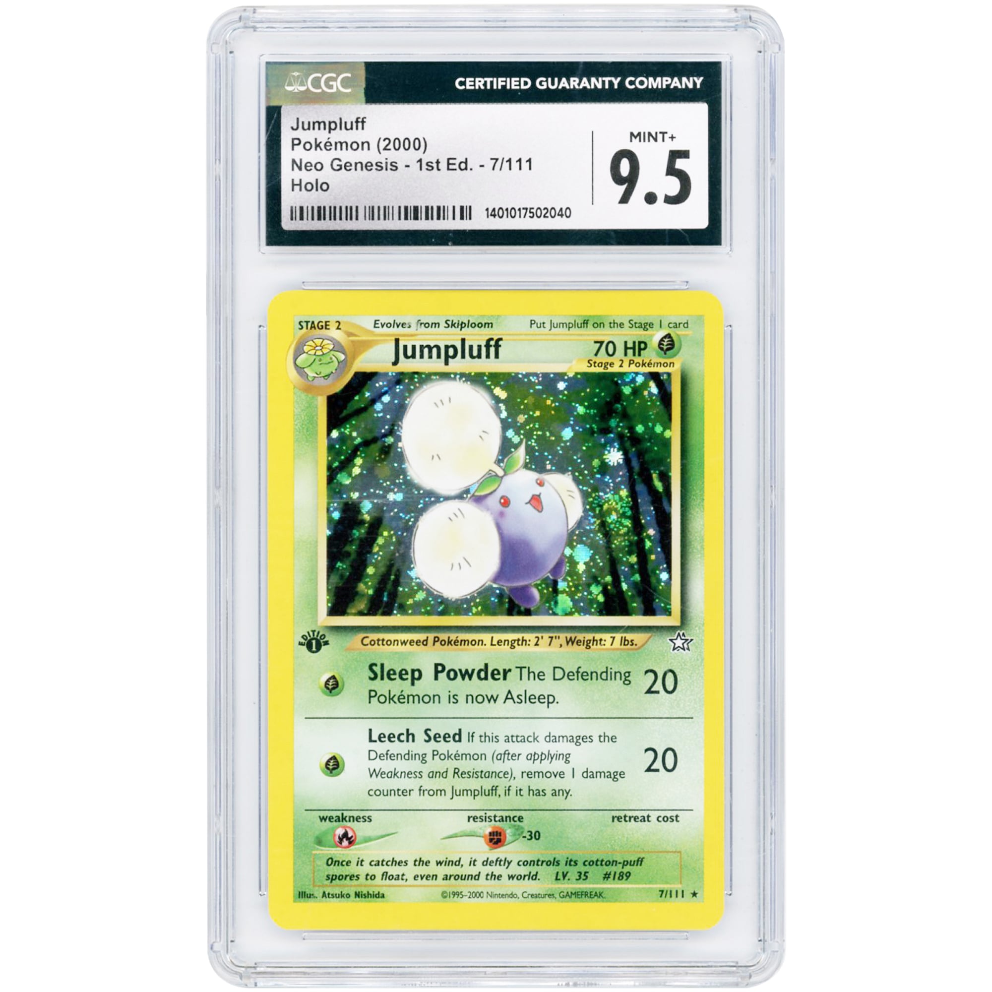Jumpluff 2000 Pokemon Neo Genesis 1st Edition Holo Rare #7 CGC Authenticated 9.5 Card