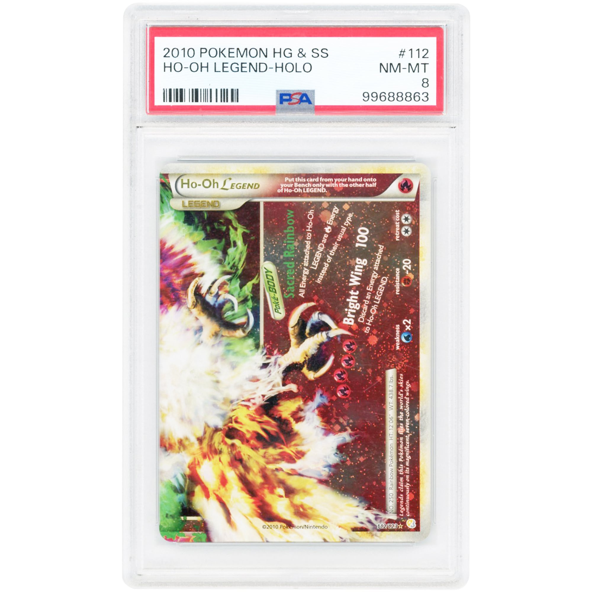 Ho-oh 2010 Pokemon HeartGold SoulSilver Ultra Rare #112 PSA Authenticated 8 Card