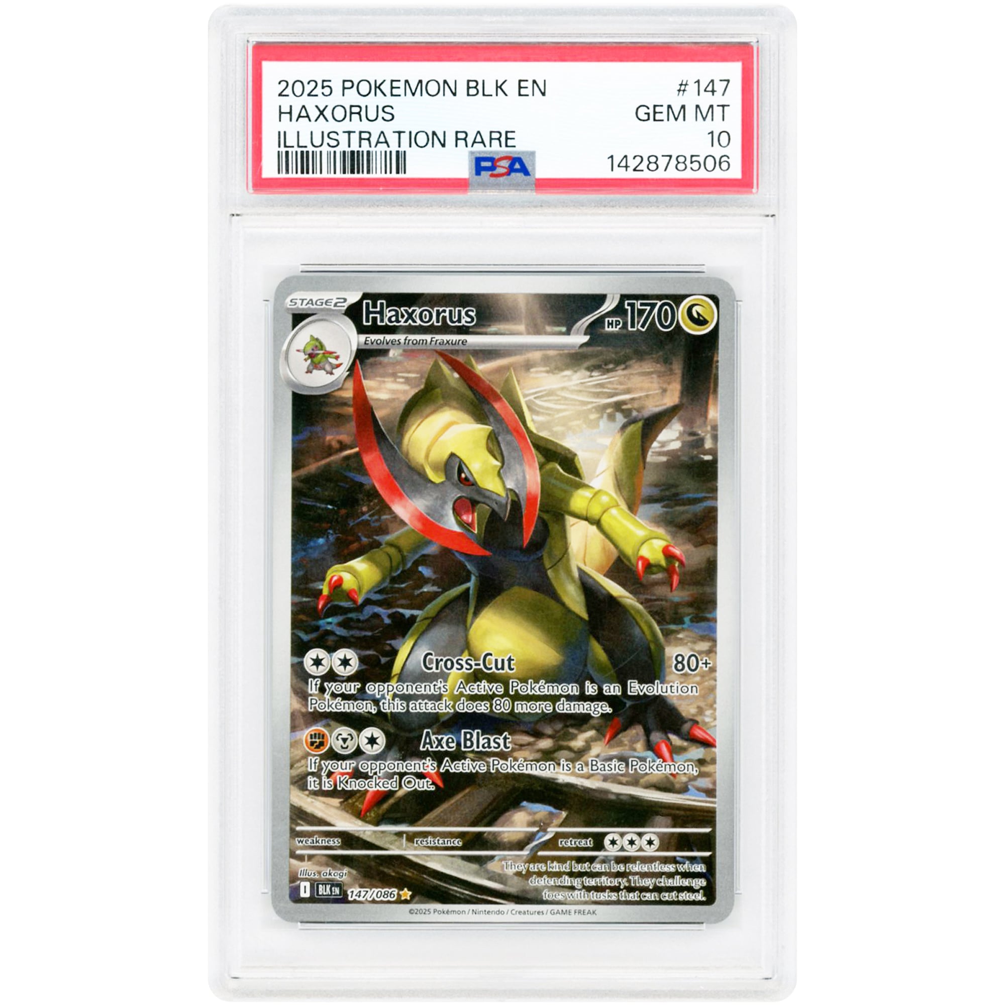 Haxorus 2025 Pokemon Black Bolt Illustration Rare #147 PSA Authenticated 10 Card