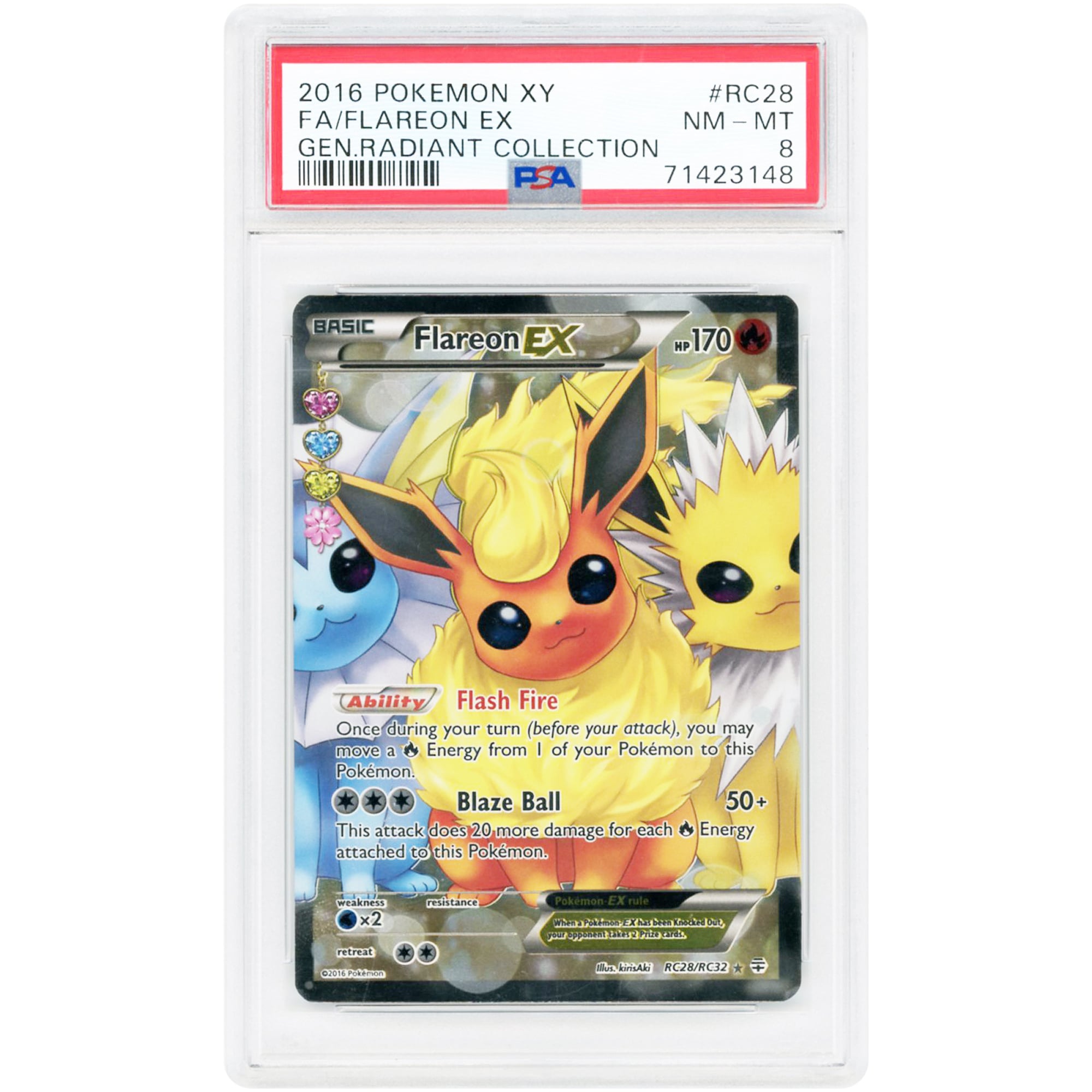 Flareon EX 2016 Pokemon Generations Radiant Collection Ultra Rare #RC28 PSA Authenticated 8 Card