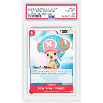 Tony Tony Chopper 2022 One Piece Straw Hat Crew Starter Deck Super Pre-Release #ST01-006 PSA Authenticated 10 Card