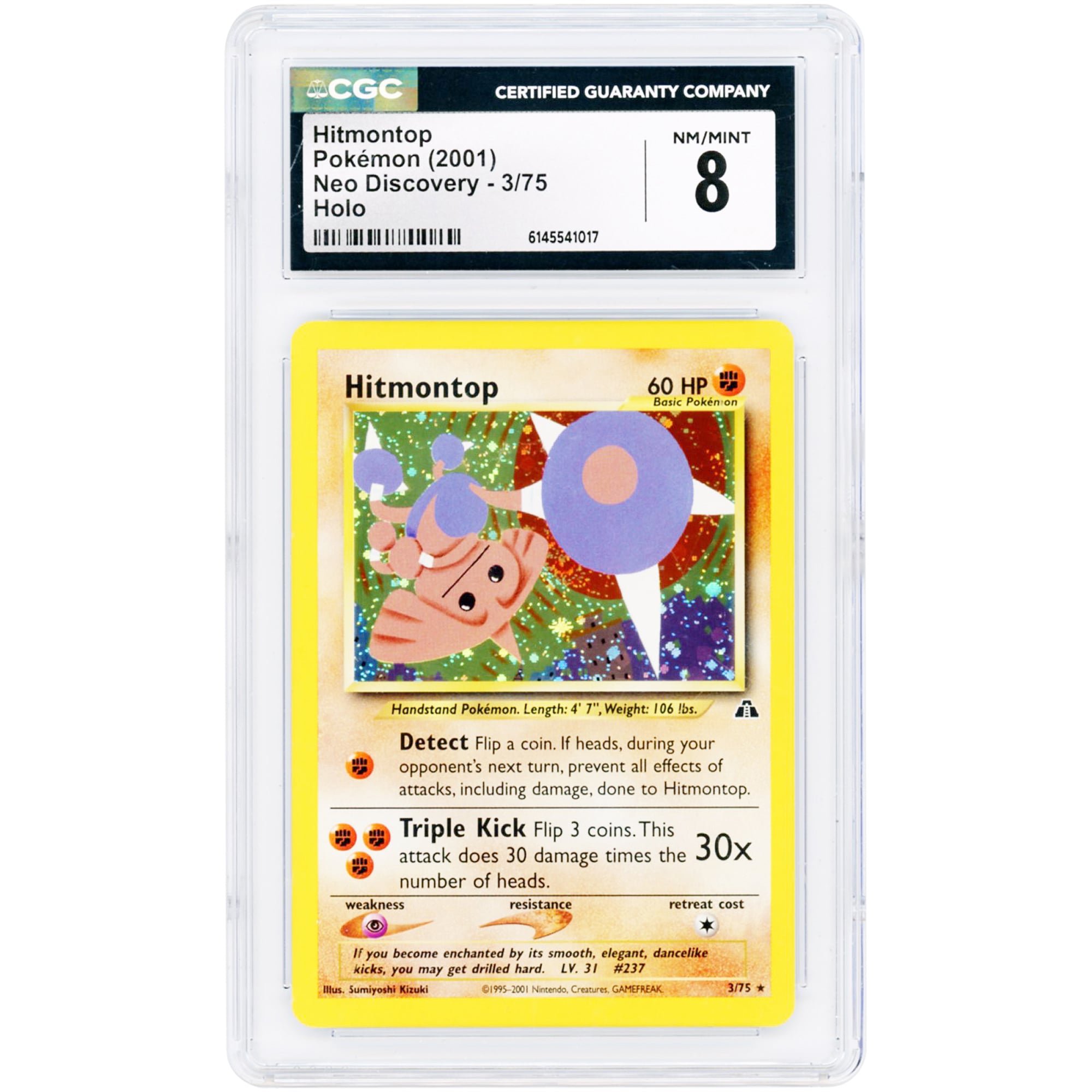 Hitmontop 2001 Pokemon Neo Discovery Holo Rare #3 CGC Authenticated 8 Card