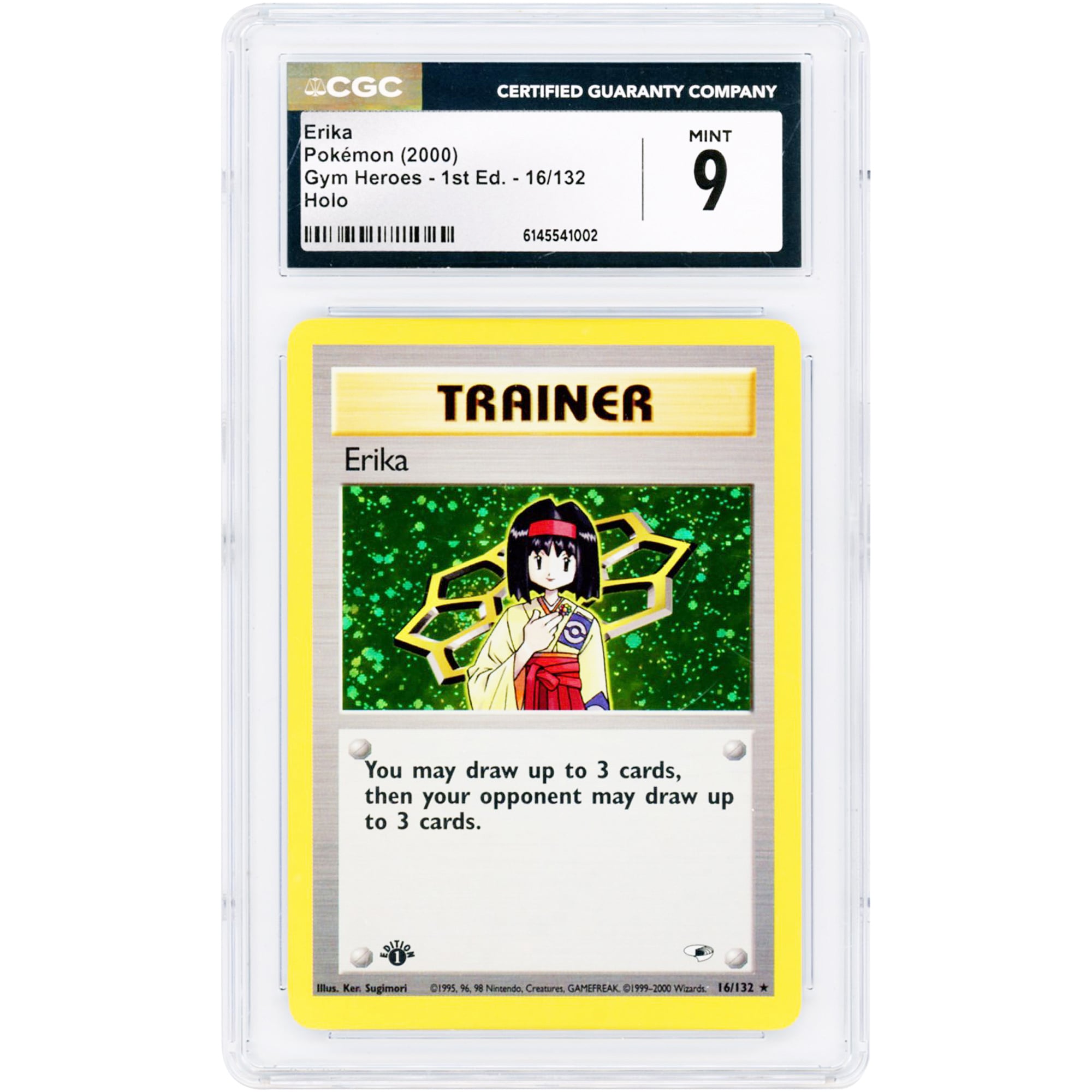 Erika 2000 Pokemon Gym Heroes 1st Edition Holo Rare #16 CGC Authenticated 9 Card