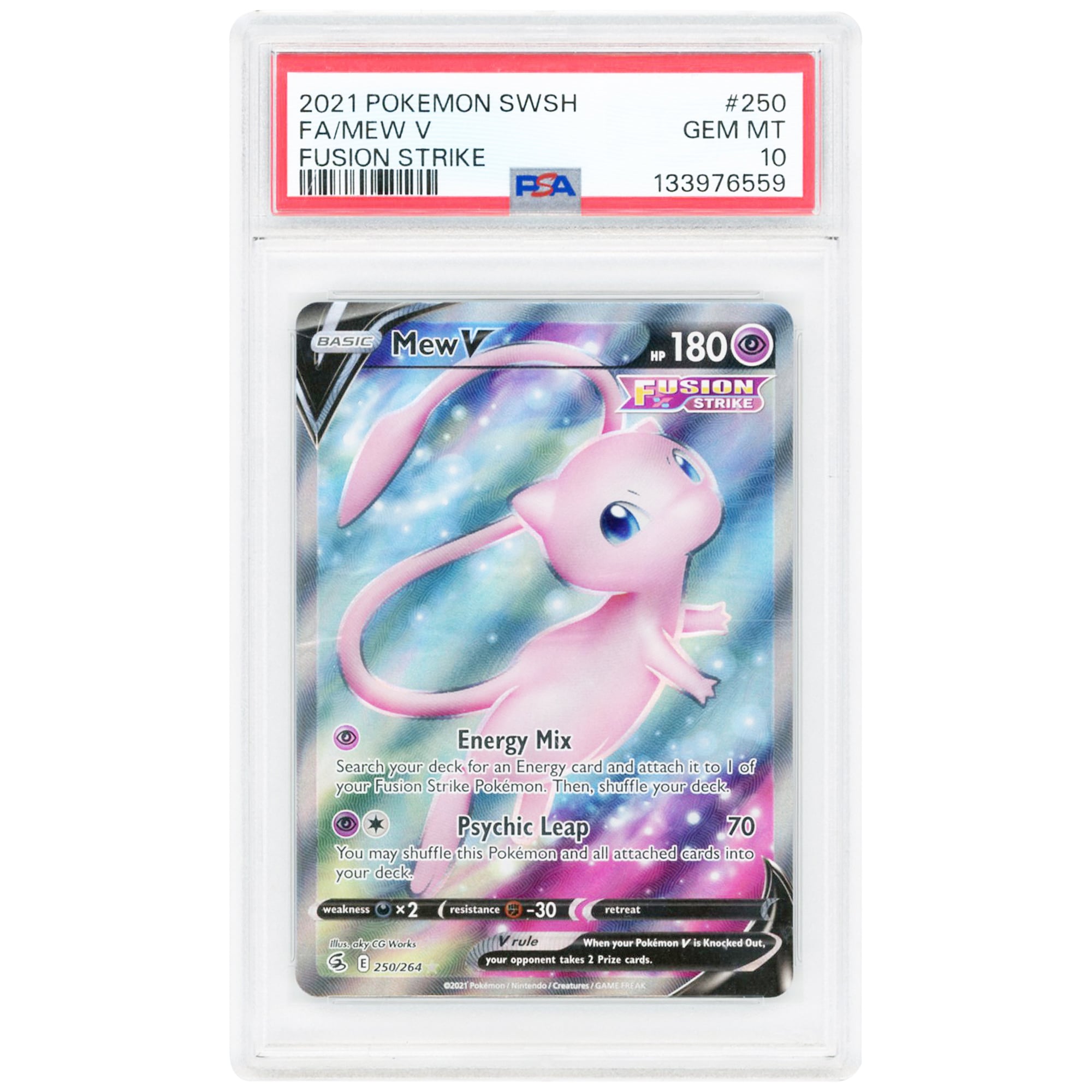 Mew V 2021 Pokemon Fusion Strike Ultra Rare #250 PSA Authenticated 10 Card