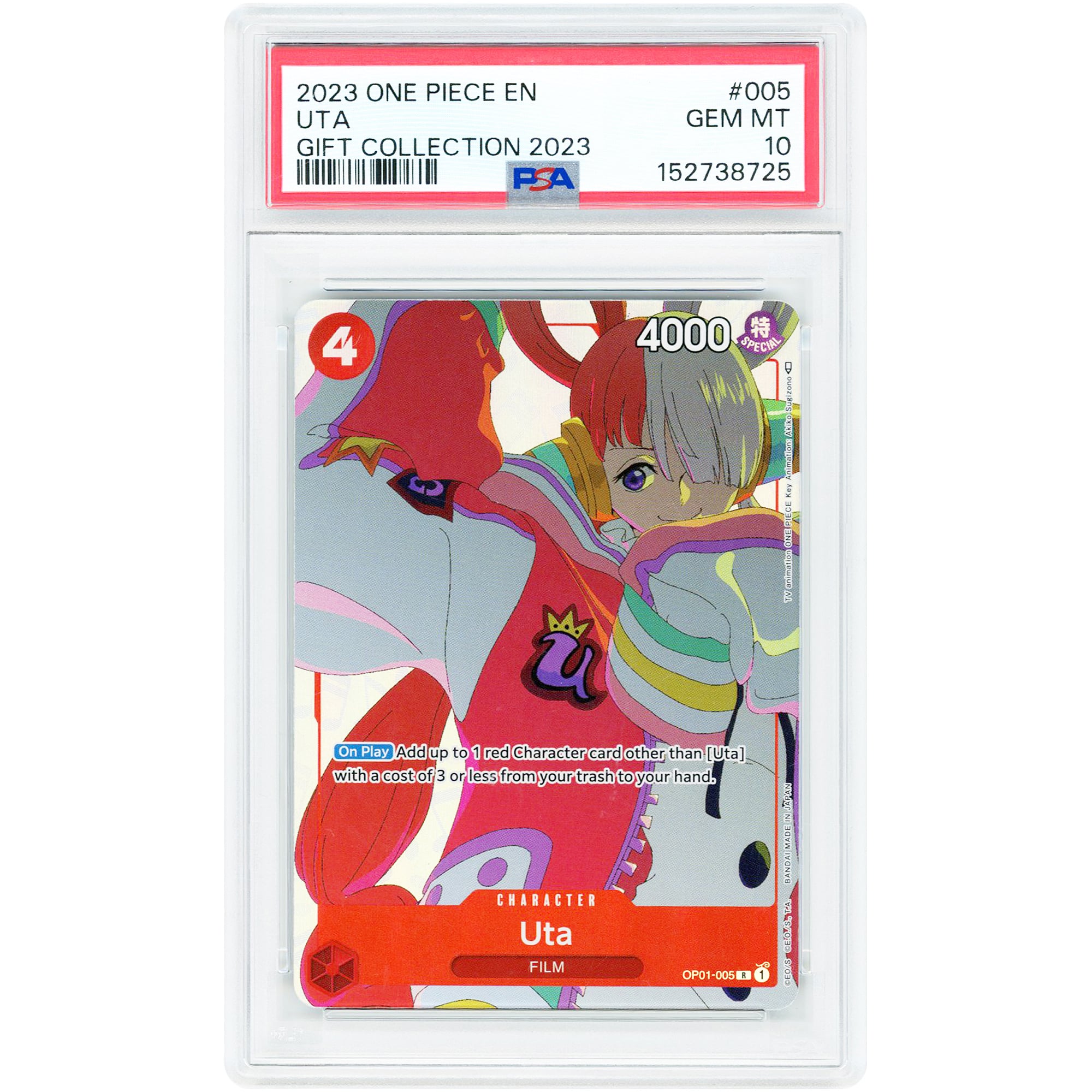 Uta 2023 One Piece Gift Collection '23 #OP01-005 PSA Authenticated 10 Card