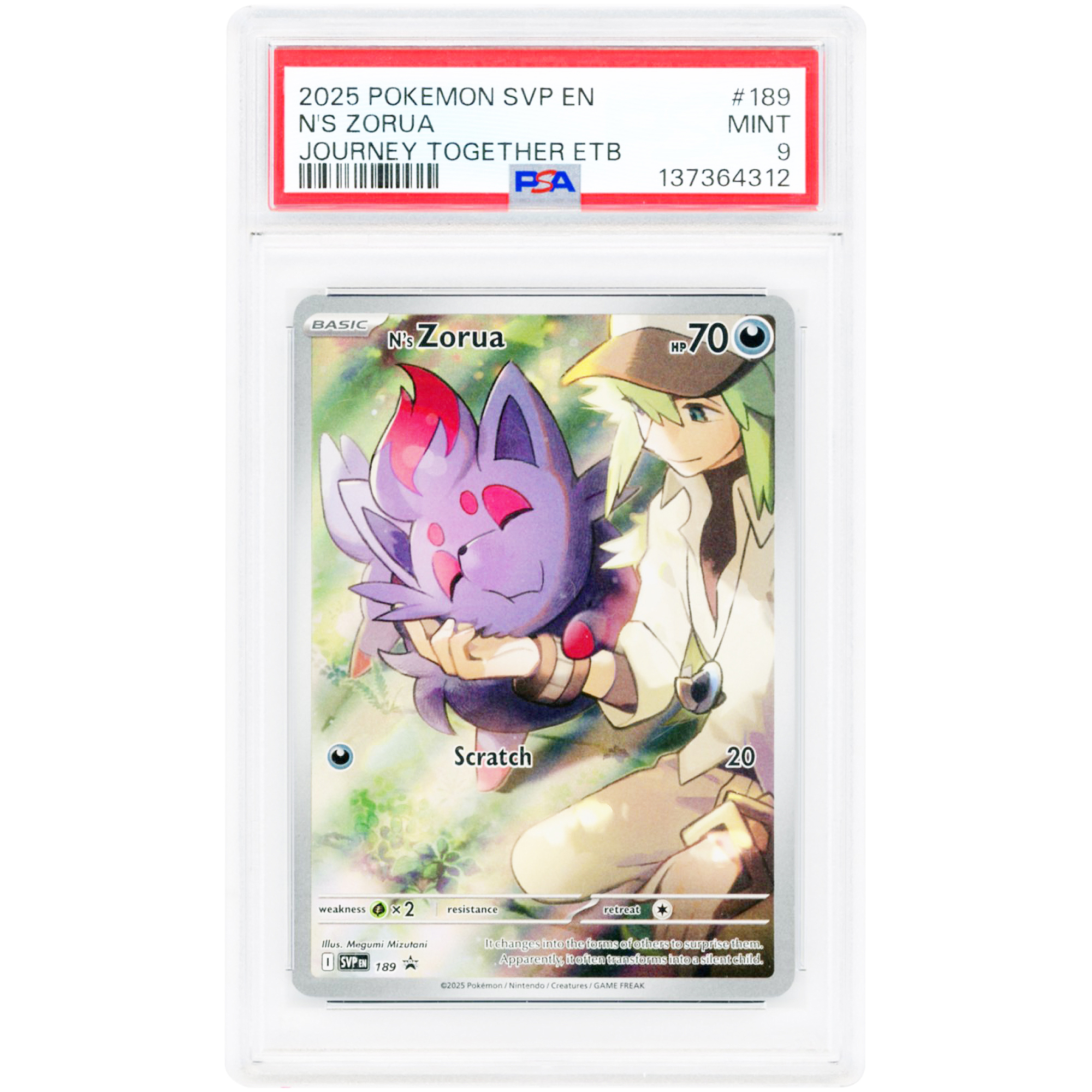 N's Zorua 2025 Pokemon Scarlet & Violet Promo #189 PSA Authenticated 9 Card