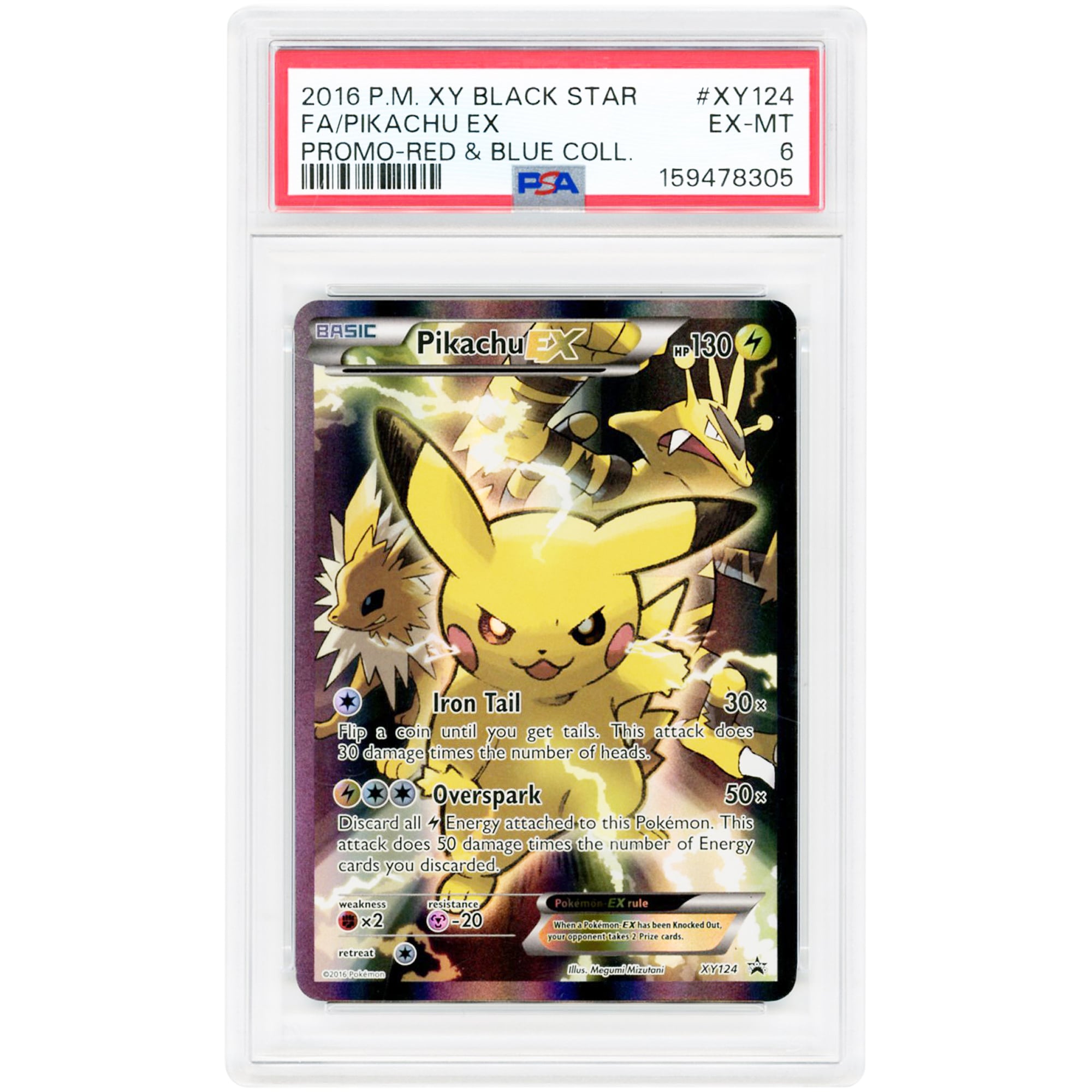Pikachu EX 2016 Pokemon XY Black Star Promo #XY124 PSA Authenticated 6 Card