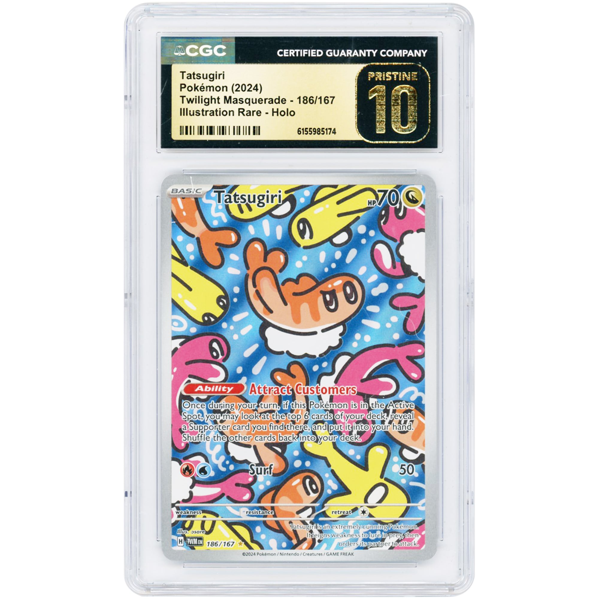 Tatsugiri 2024 Pokemon Twilight Masquerade Illustration Rare #186 CGC Authenticated Pristine 10 Card