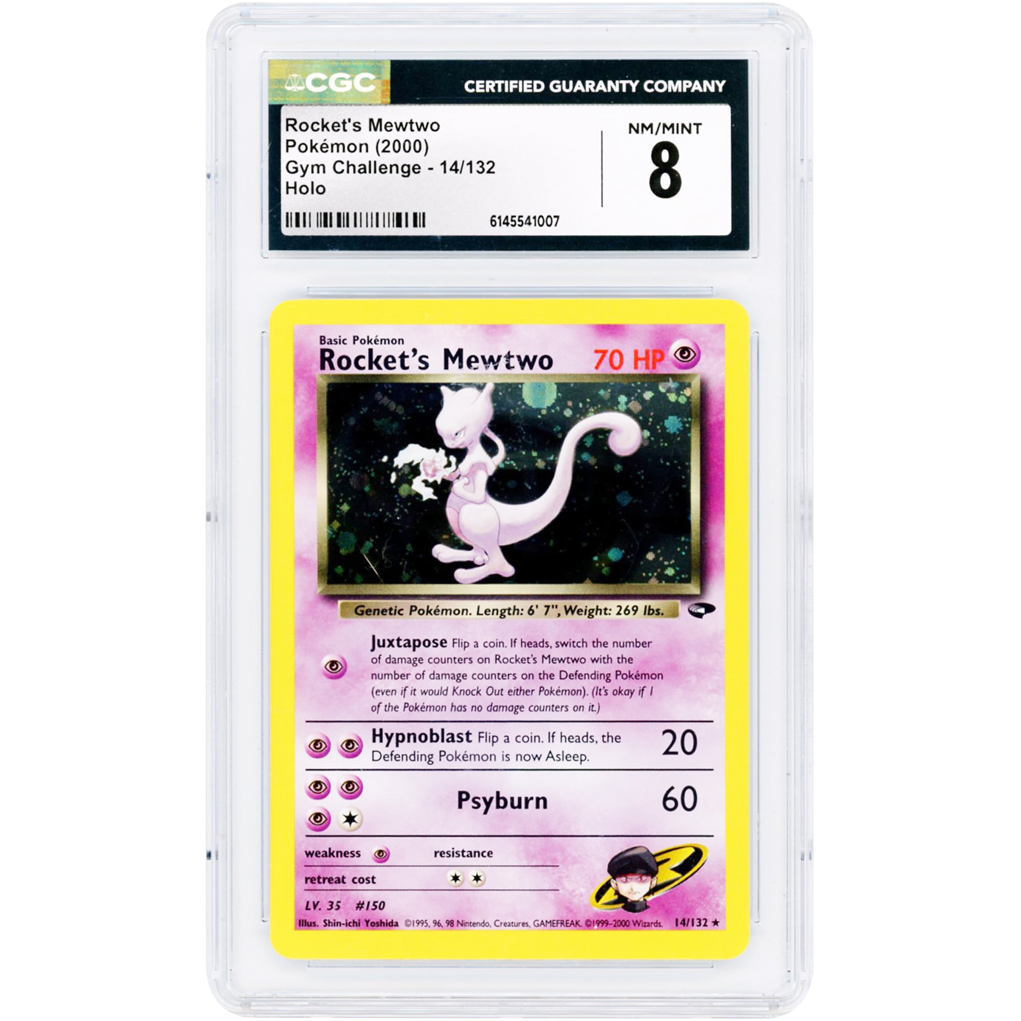 Rocket's Mewtwo 2000 Pokemon Gym Challenge Holo Rare #14 CGC Authenticated 8 Card