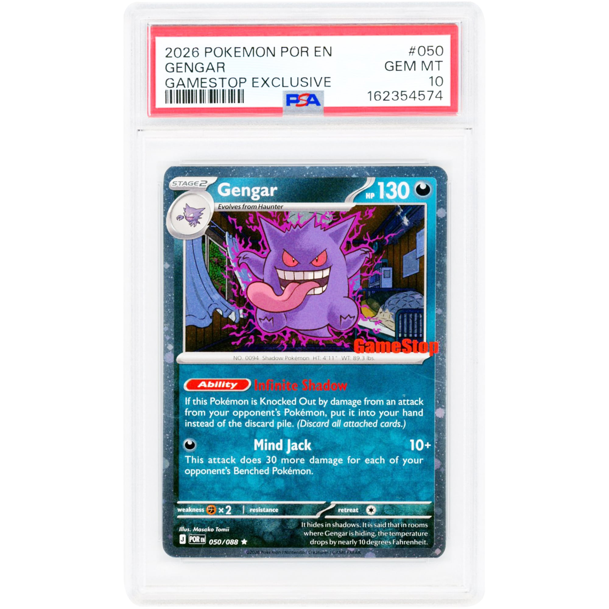 Gengar 2026 Pokemon GameStop Exclusive Stamped Promo #50 PSA Authenticated 10 Card