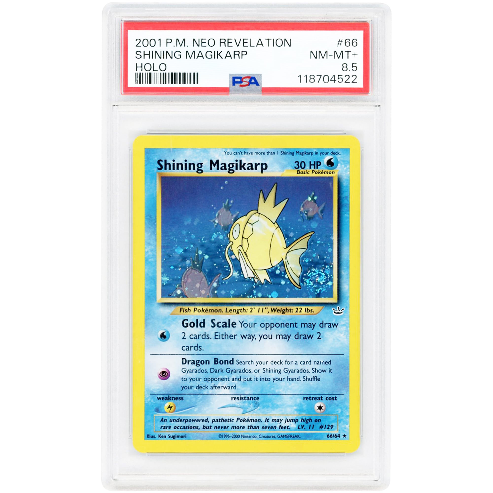 Shining Magikarp 2001 Pokemon Neo Revelation Secret Rare #66 PSA Authenticated 8.5 Card