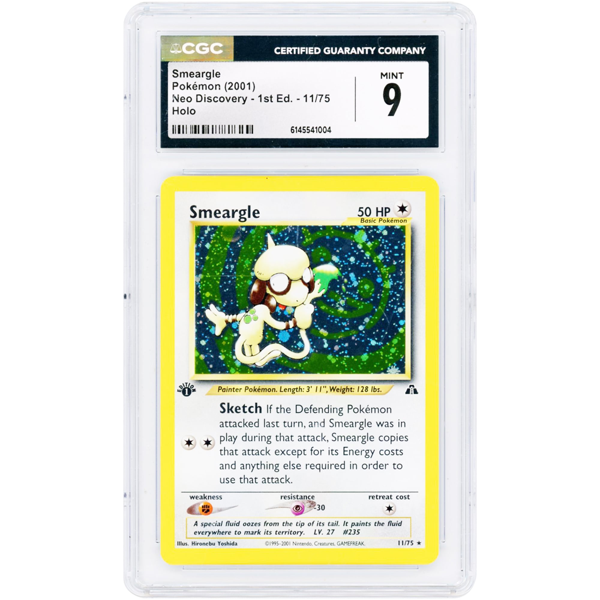 Smeargle 2001 Pokemon Neo Discovery 1st Edition Holo Rare #11 CGC Authenticated 9 Card