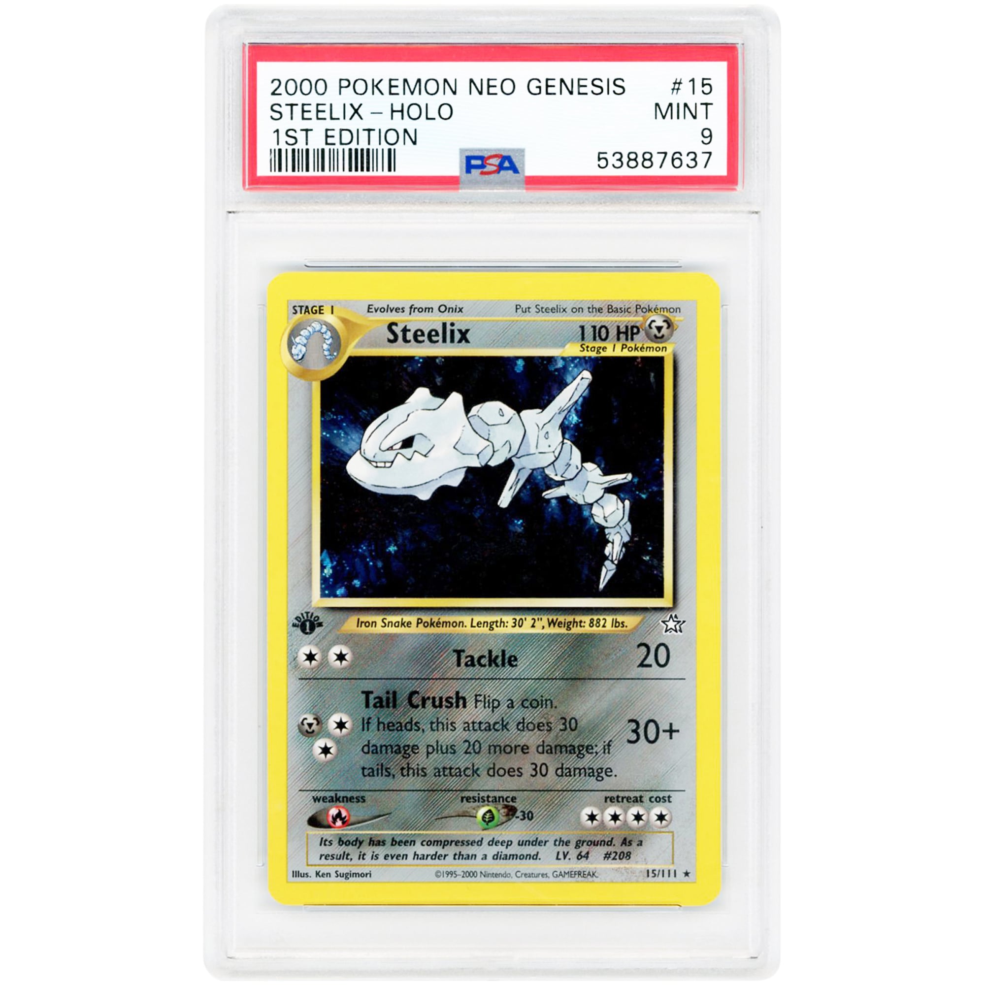 Steelix 2000 Pokemon Neo Genesis 1st Edition Holo Rare #15 PSA Authenticated 9 Card