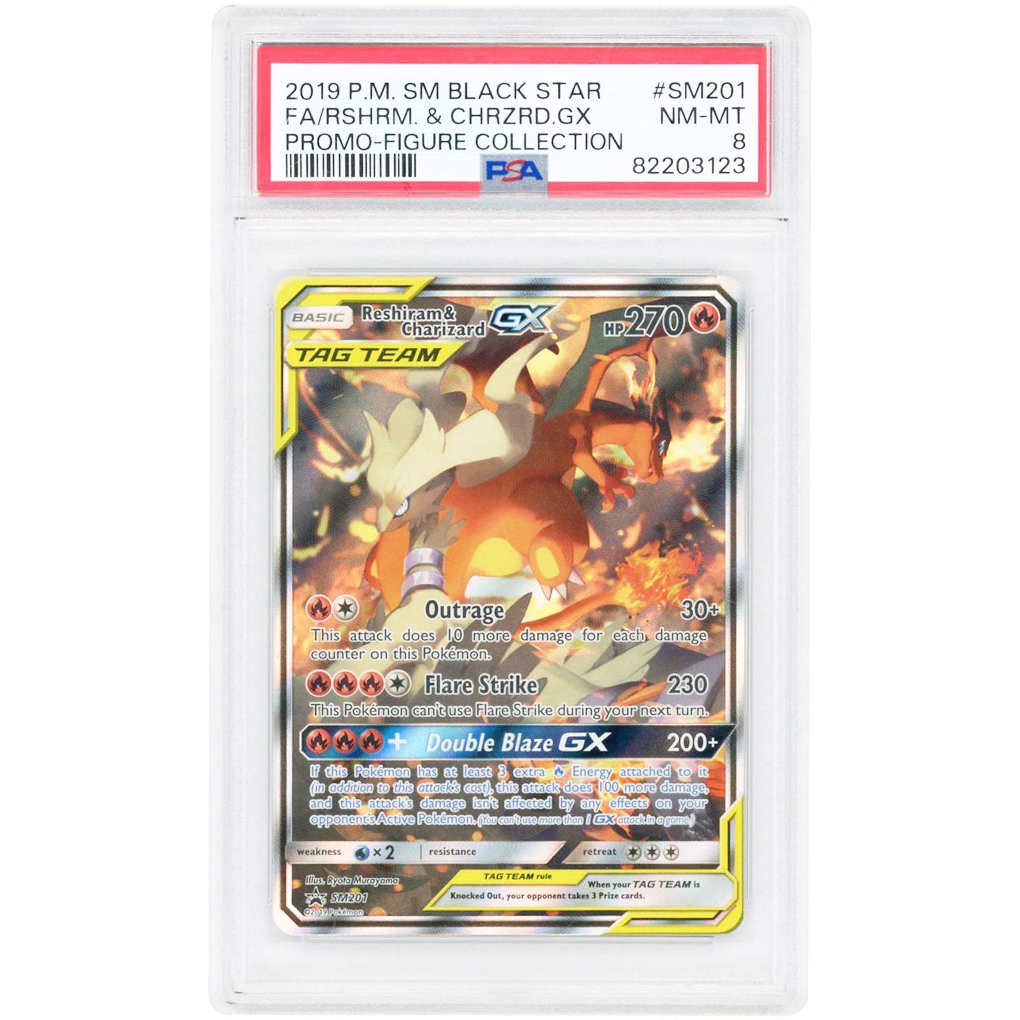 Reshiram & Charizard GX 2019 Pokemon Sun & Moon Promo #SM201 PSA Authenticated 8 Card