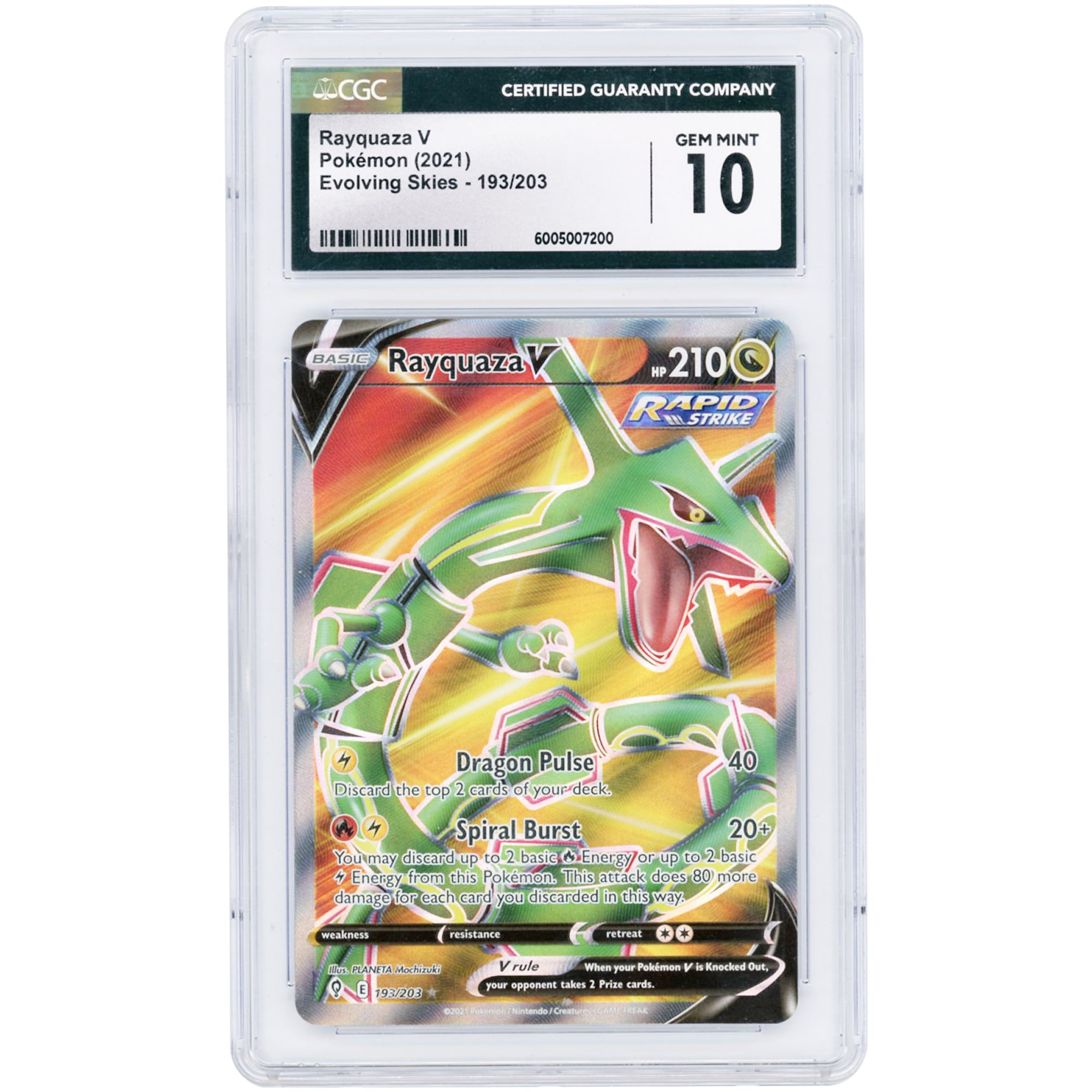 Rayquaza V 2021 Pokemon Evolving Skies Ultra Rare #193 CGC Authenticated 10 Card