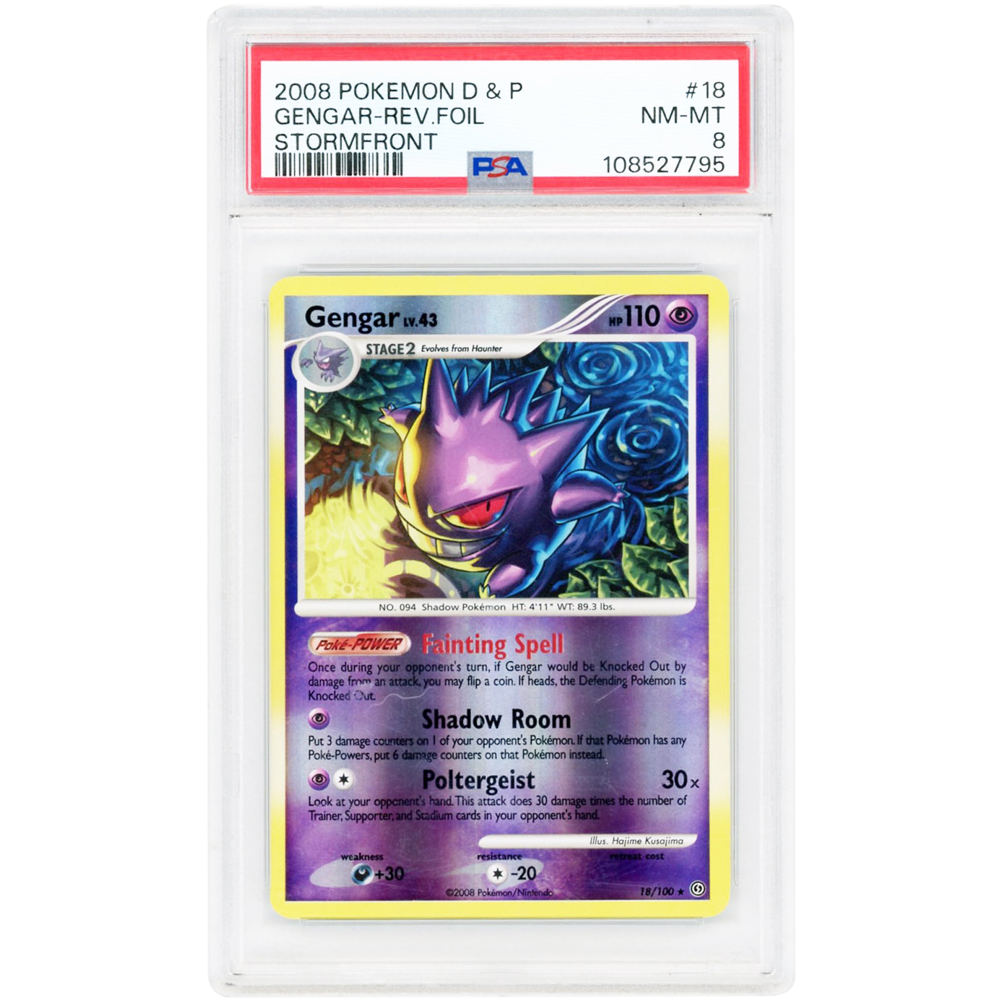 Gengar 2008 Pokemon Stormfront Rare #18 PSA Authenticated 8 Card