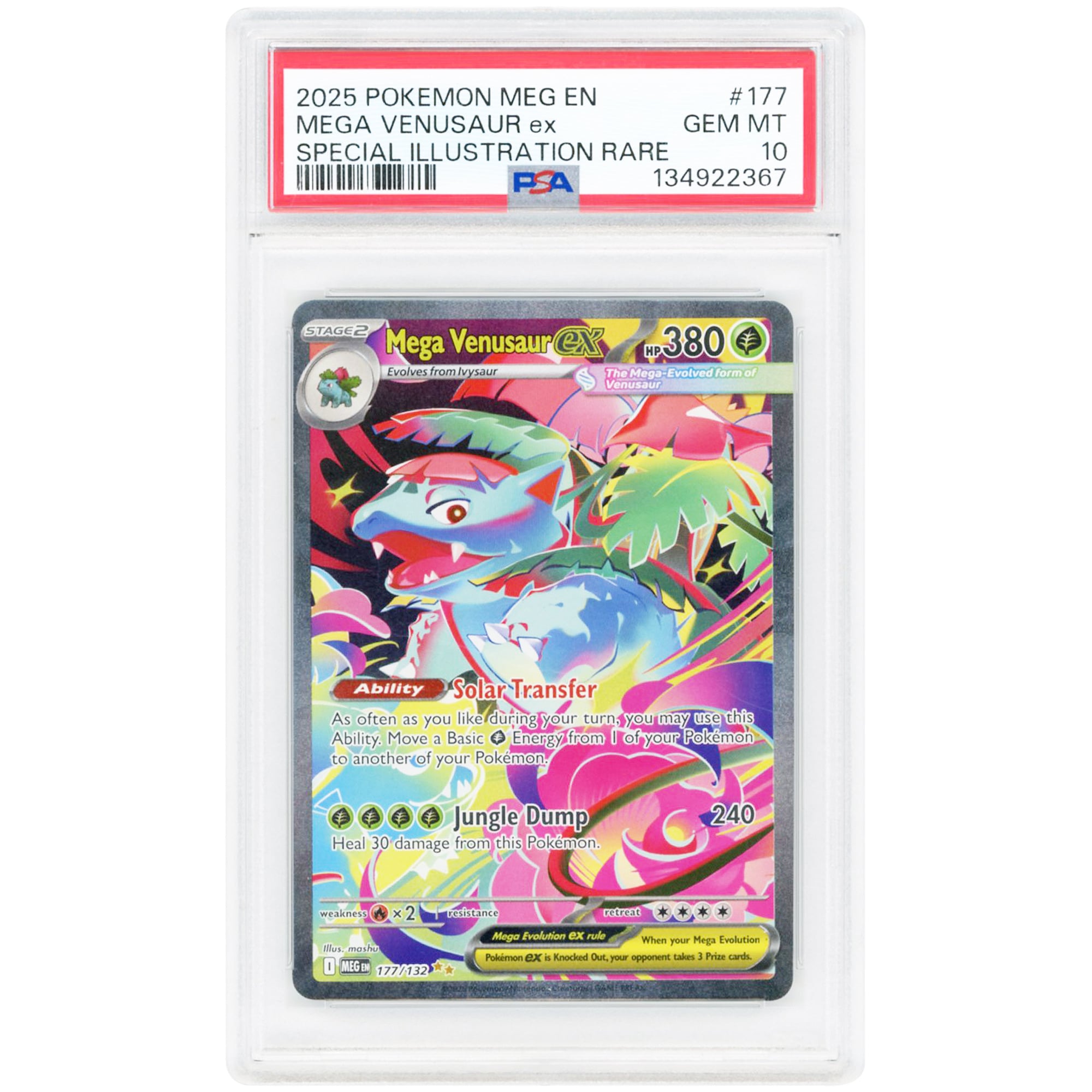 Mega Venusaur ex 2025 Pokemon Mega Evolution Special Illustration Rare #177 PSA Authenticated 10 Card
