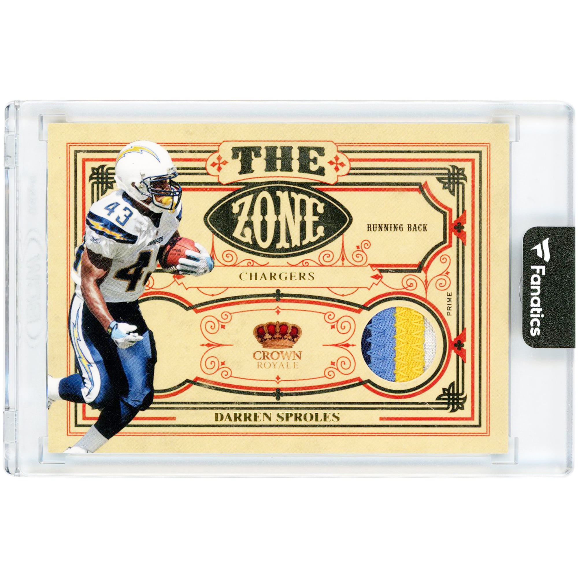 Darren Sproles San Diego Chargers 2010 Panini Crown Royale Prime Game Used Quad-Color Jersey Relic #3 #44/50 Card