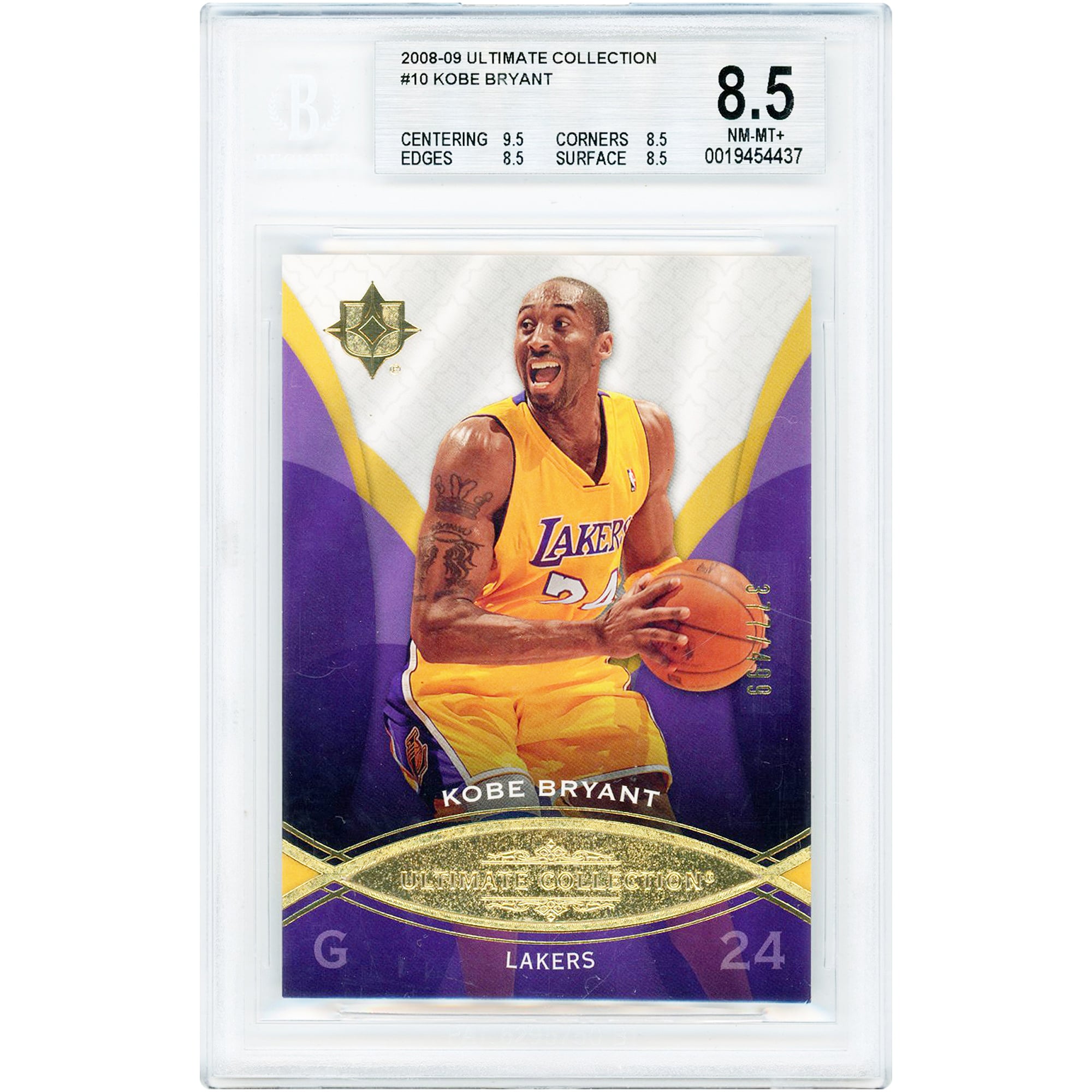Kobe Bryant Los Angeles Lakers 2008-09 Upper Deck Ultimate Collection #10 #337/499 BGS Authenticated 8.5 Card - 9.5,8.5,8.5,8.5 Subgrades. rookie card picture