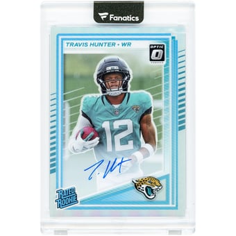 Travis Hunter Jacksonville Jaguars Autographed 2025 Panini Donruss Optic Rated Rookie Holo #201 #21/199 Rookie Card