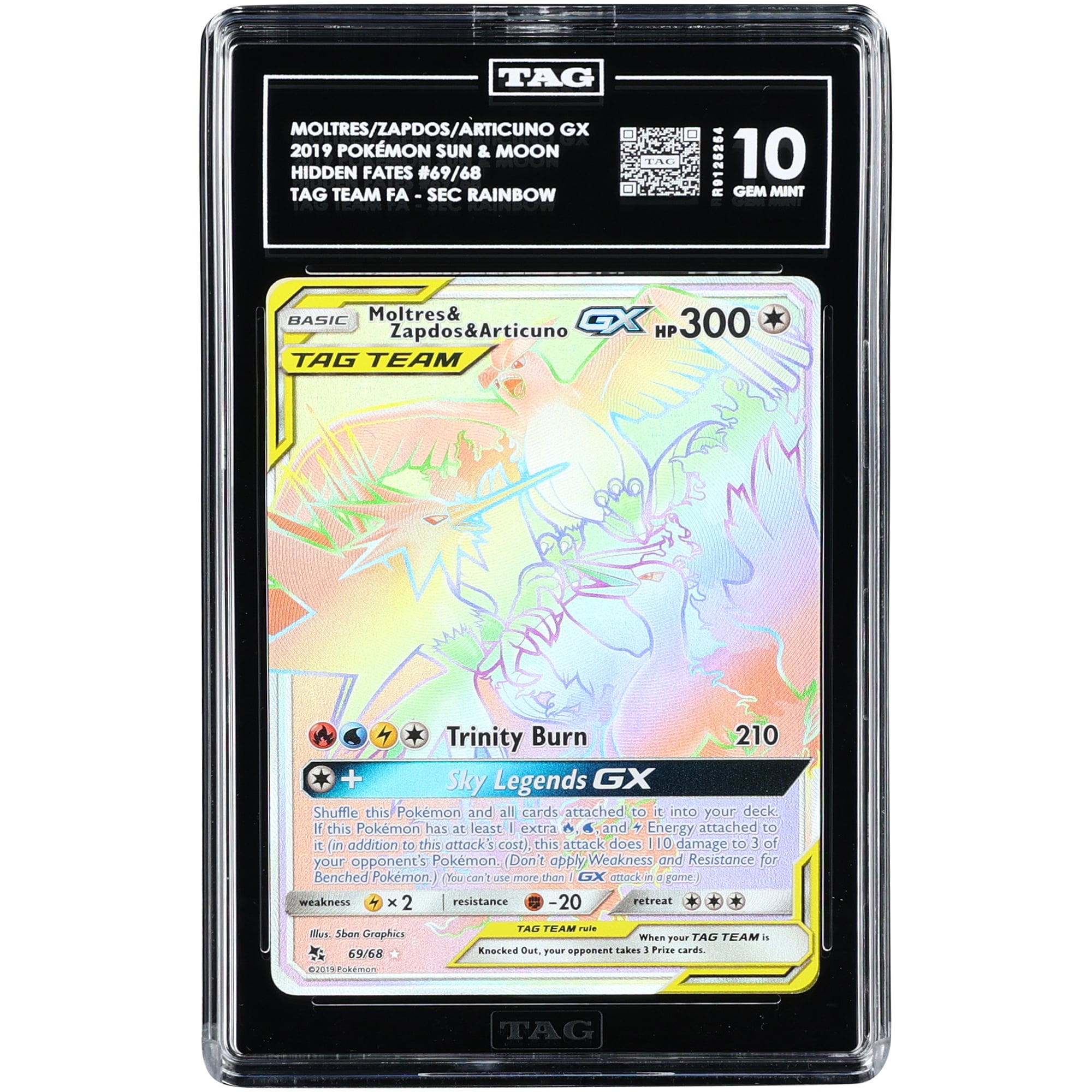 Moltres & Zapdos & Articuno GX 2019 Pokemon Hidden Fates Secret Rare #69 TAG Authenticated 10 Card