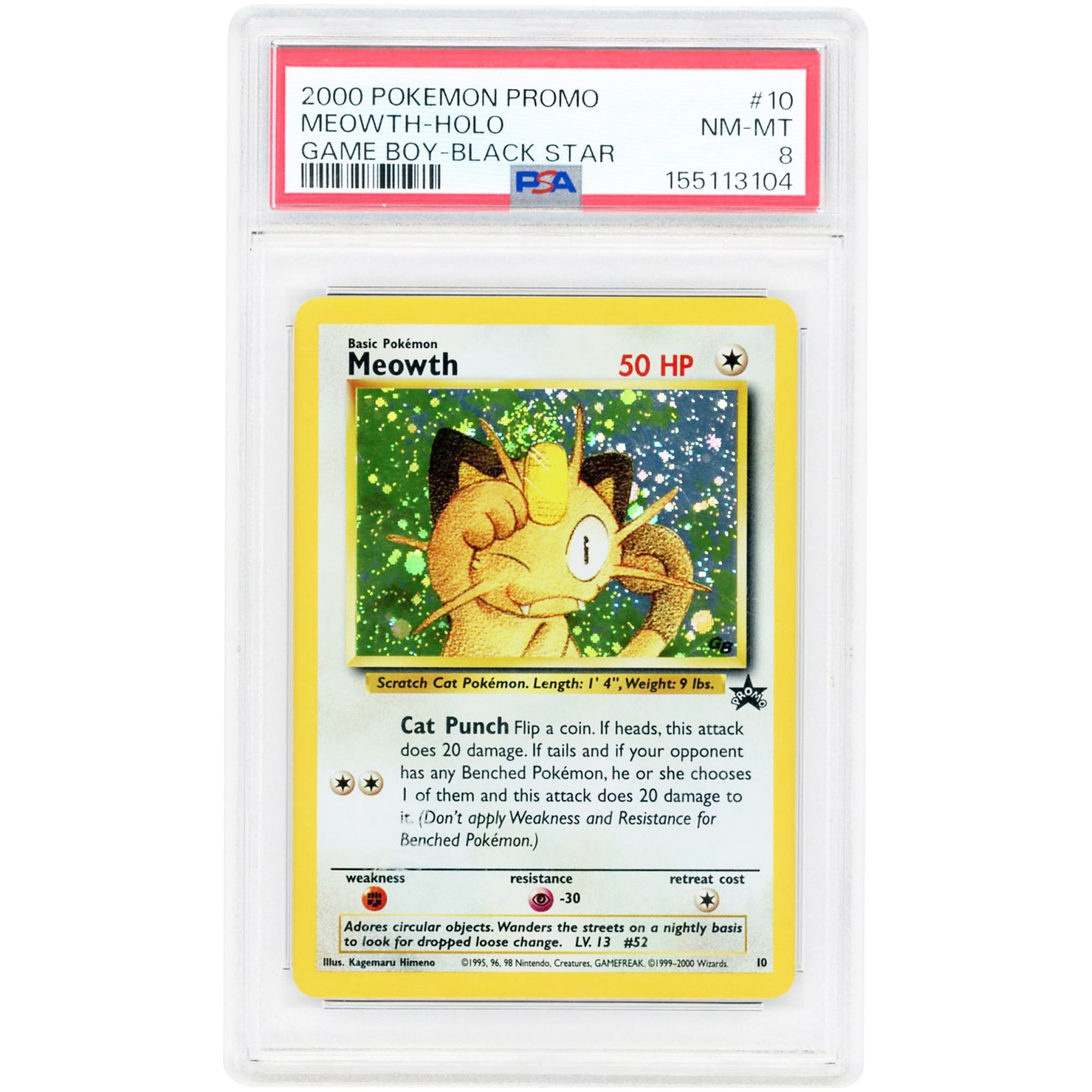 Meowth 2000 Pokemon WoTC Promo #10 PSA Authenticated 8 Card