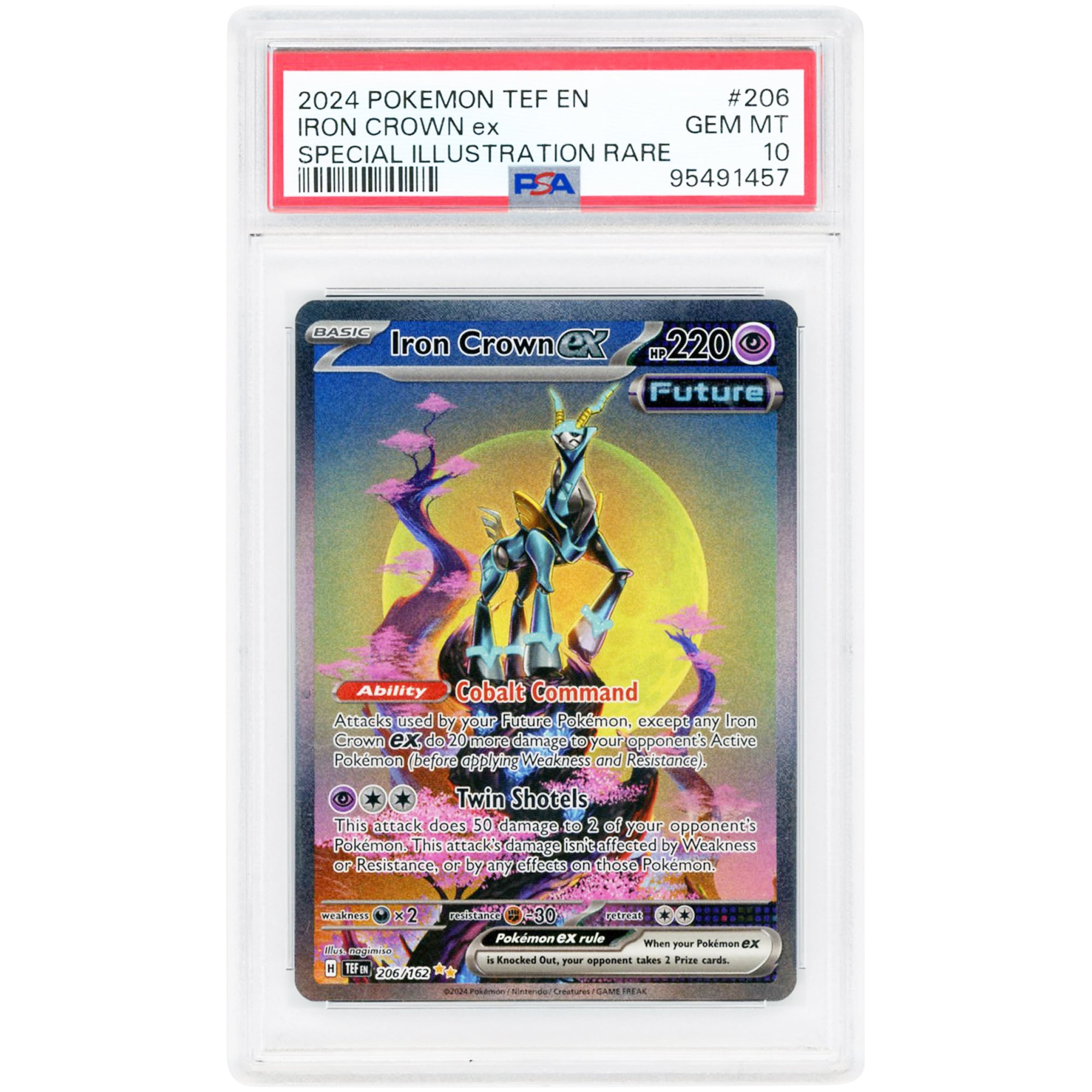 Iron Crown ex 2024 Pokemon Temporal Forces Special Illustration Rare #206 PSA Authenticated 10 Card