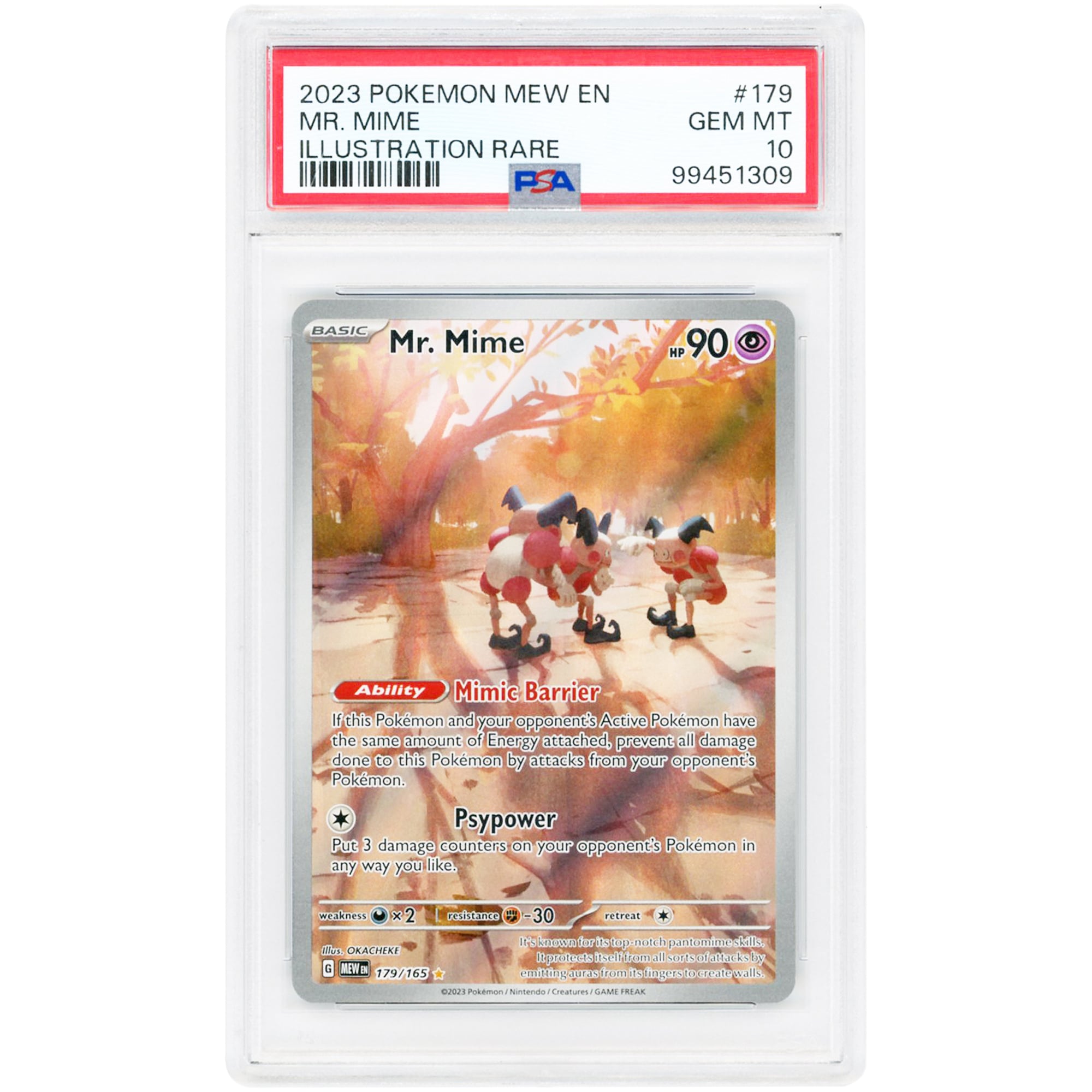 Mr. Mime 2023 Pokemon 151 Illustration Rare #179 PSA Authenticated 10 Card