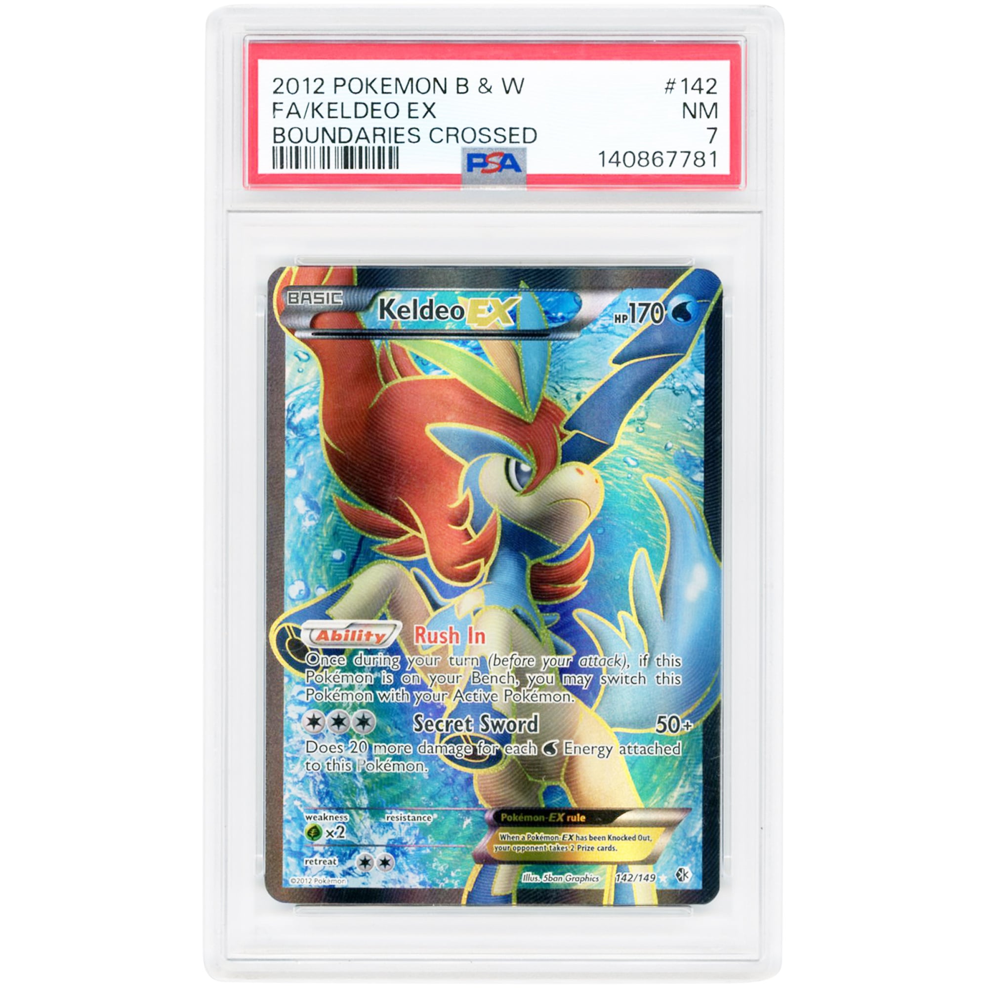 Keldeo EX 2012 Pokemon Boundaries Crossed Ultra Rare #142 PSA Authenticated 7 Card