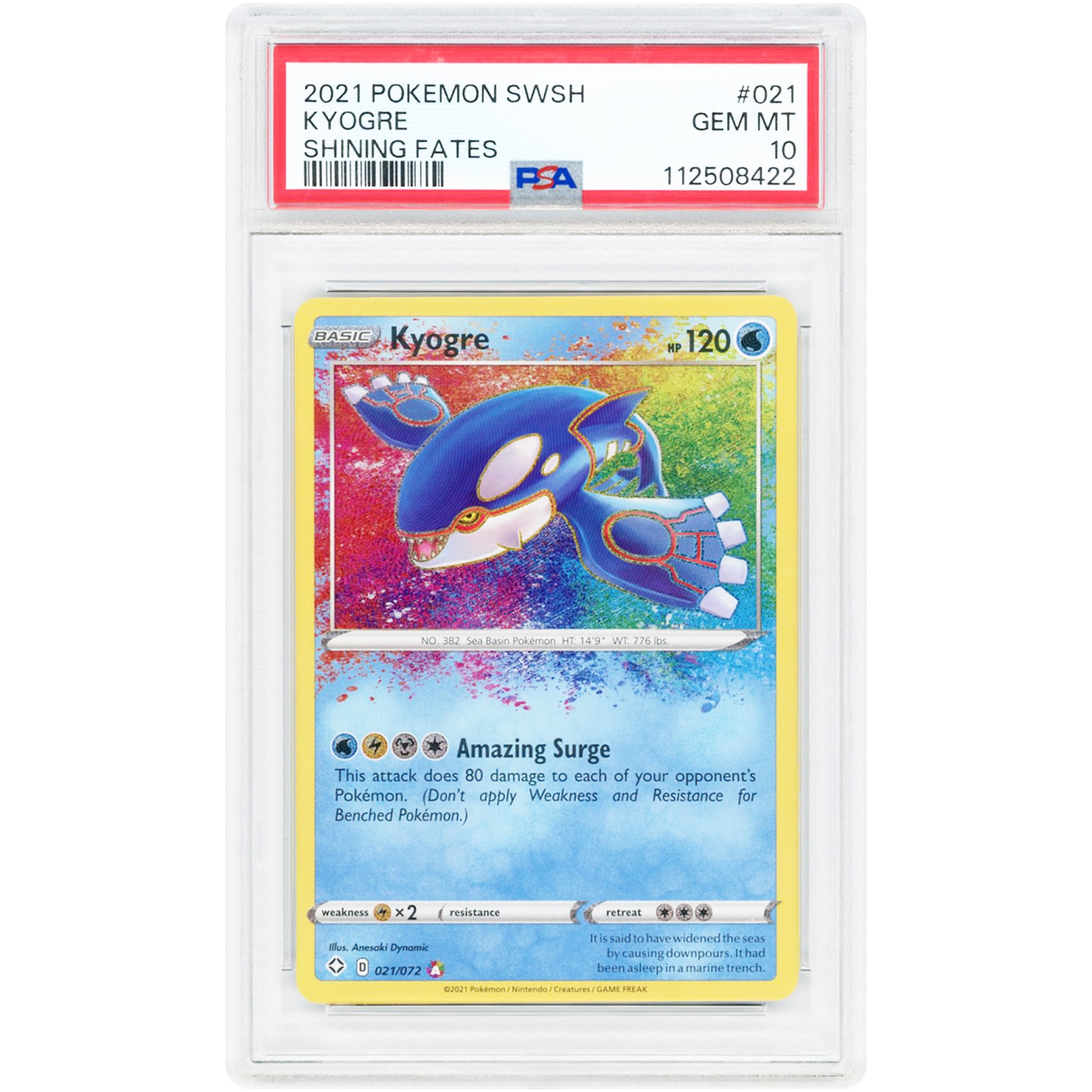 Kyogre 2021 Pokemon Shining Fates Amazing Rare #21 PSA Authenticated 10 Card