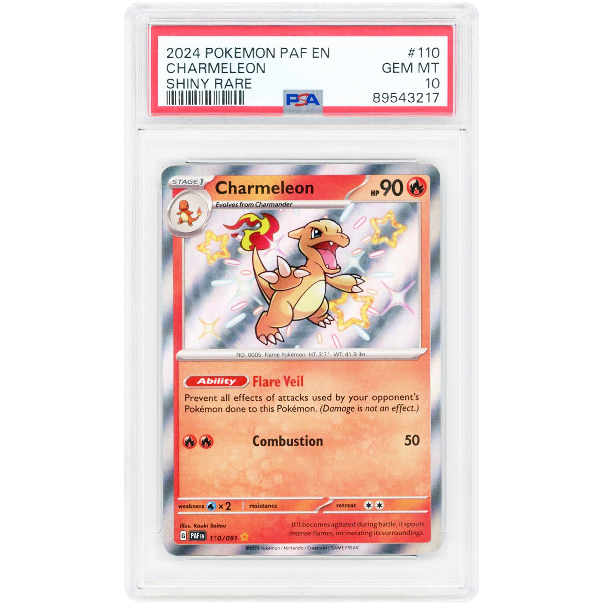 Charmeleon 2024 Pokemon Paldean Fates Shiny Rare #110 PSA Authenticated 10 Card