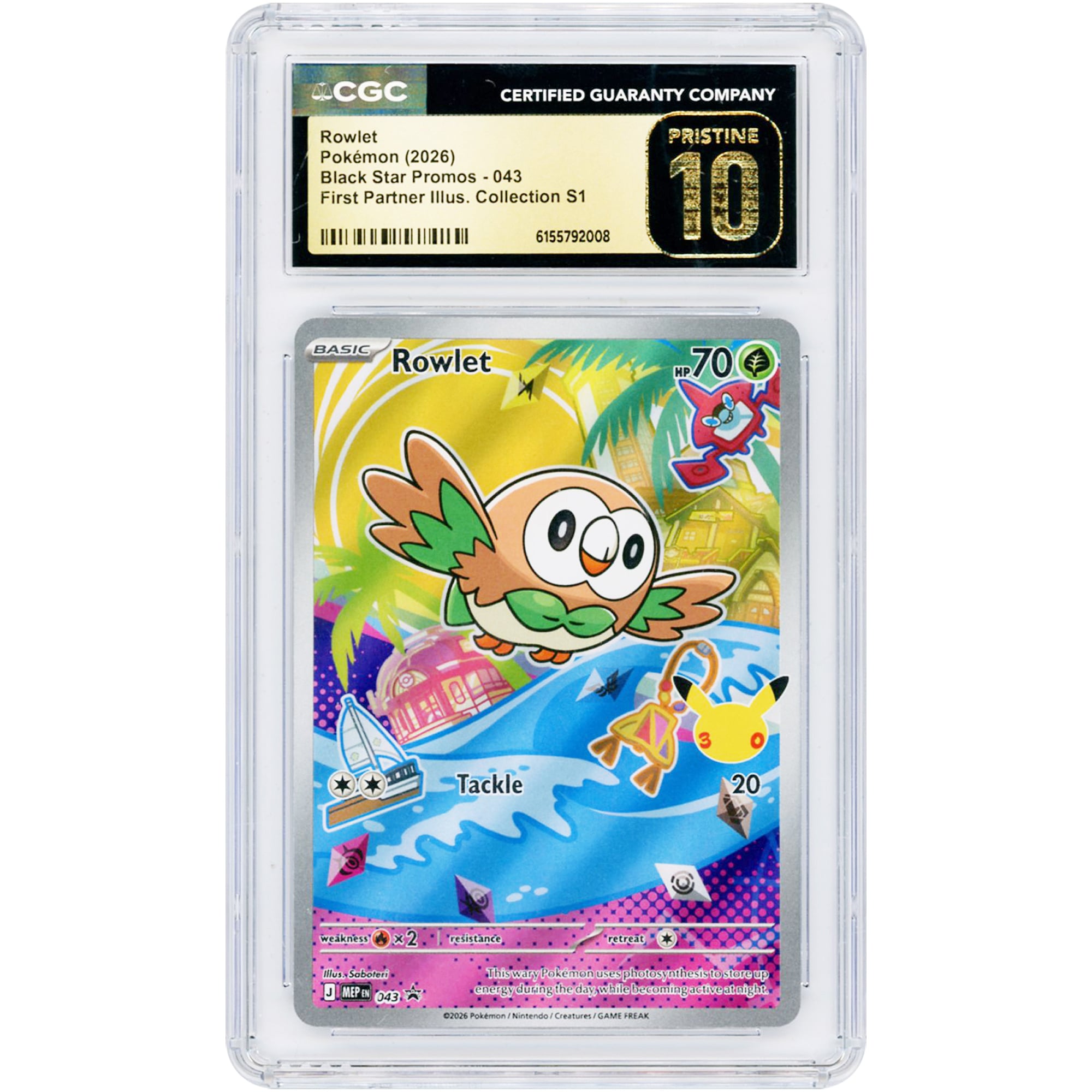 Rowlet 2026 Pokemon Mega Evolution Promo #43 CGC Authenticated Pristine 10 Card