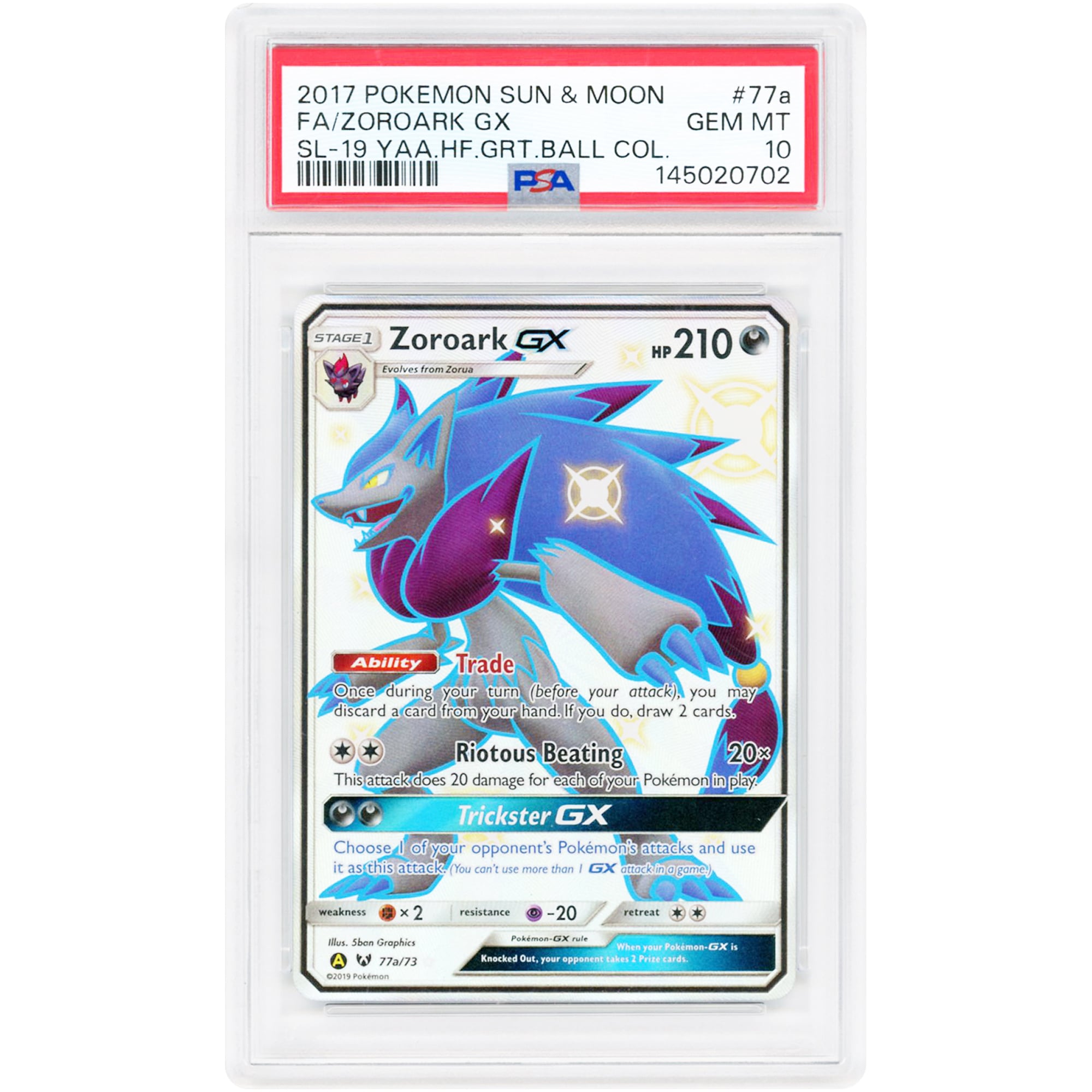 Zoroark GX 2019 Pokemon Hidden Fates Promo #77a PSA Authenticated 10 Card