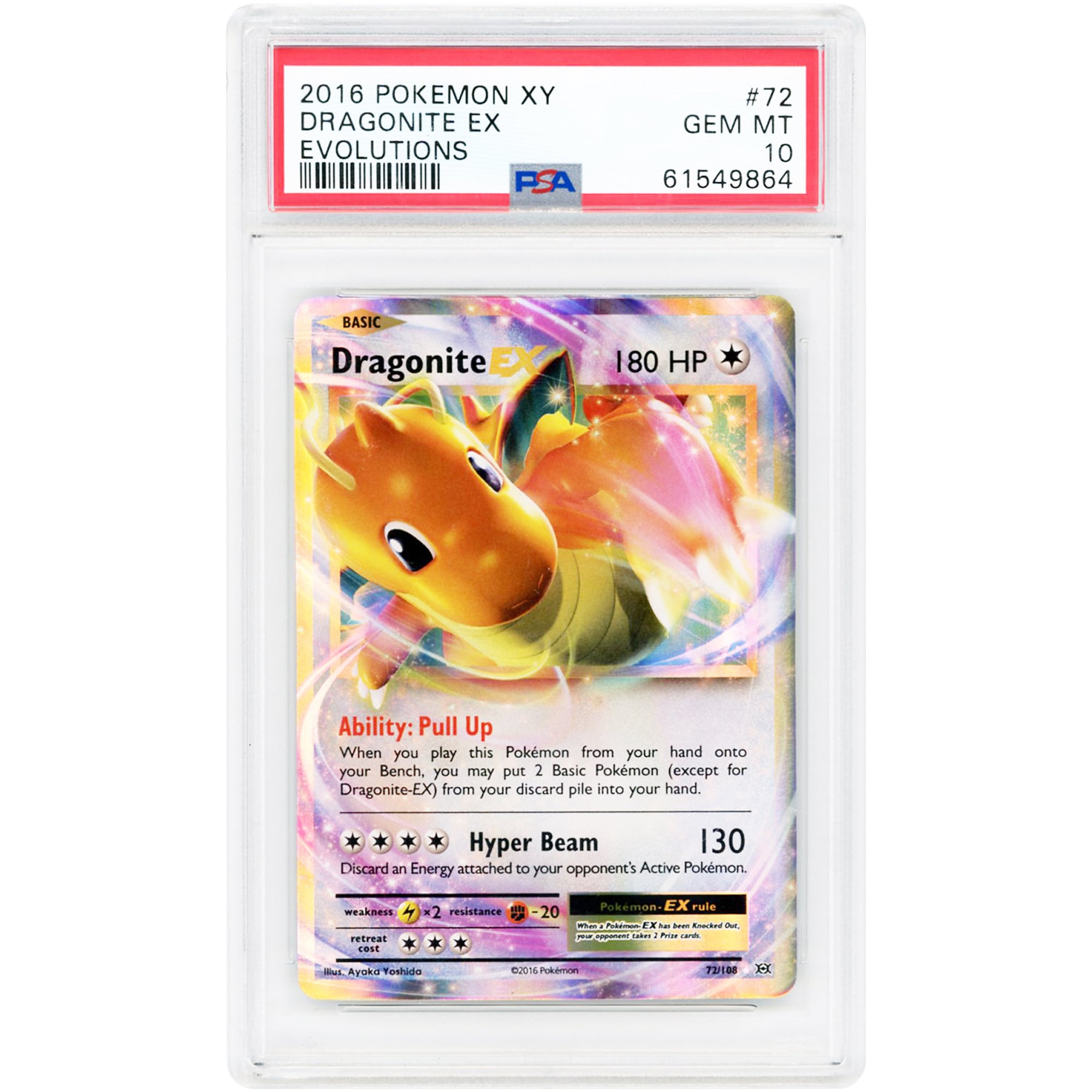 Dragonite EX 2016 Pokemon Evolutions Ultra Rare #72 PSA Authenticated 10 Card
