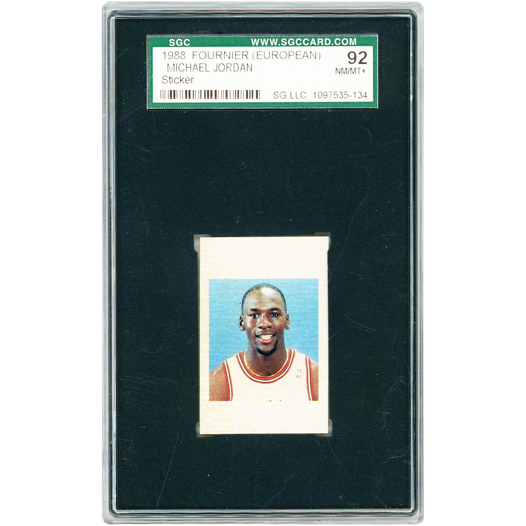 Michael Jordan Chicago Bulls 1988 Fournier European Sticker #NNO SGC Authenticated 8.5 Card