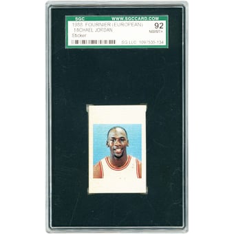 Michael Jordan Chicago Bulls 1988 Fournier European Sticker #NNO SGC Authenticated 8.5 Card