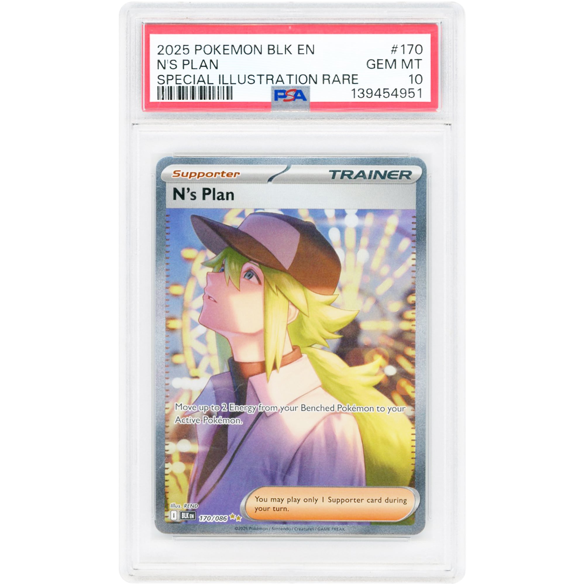 N's Plan 2025 Pokemon Black Bolt Special Illustration Rare #170 PSA Authenticated 10 Card