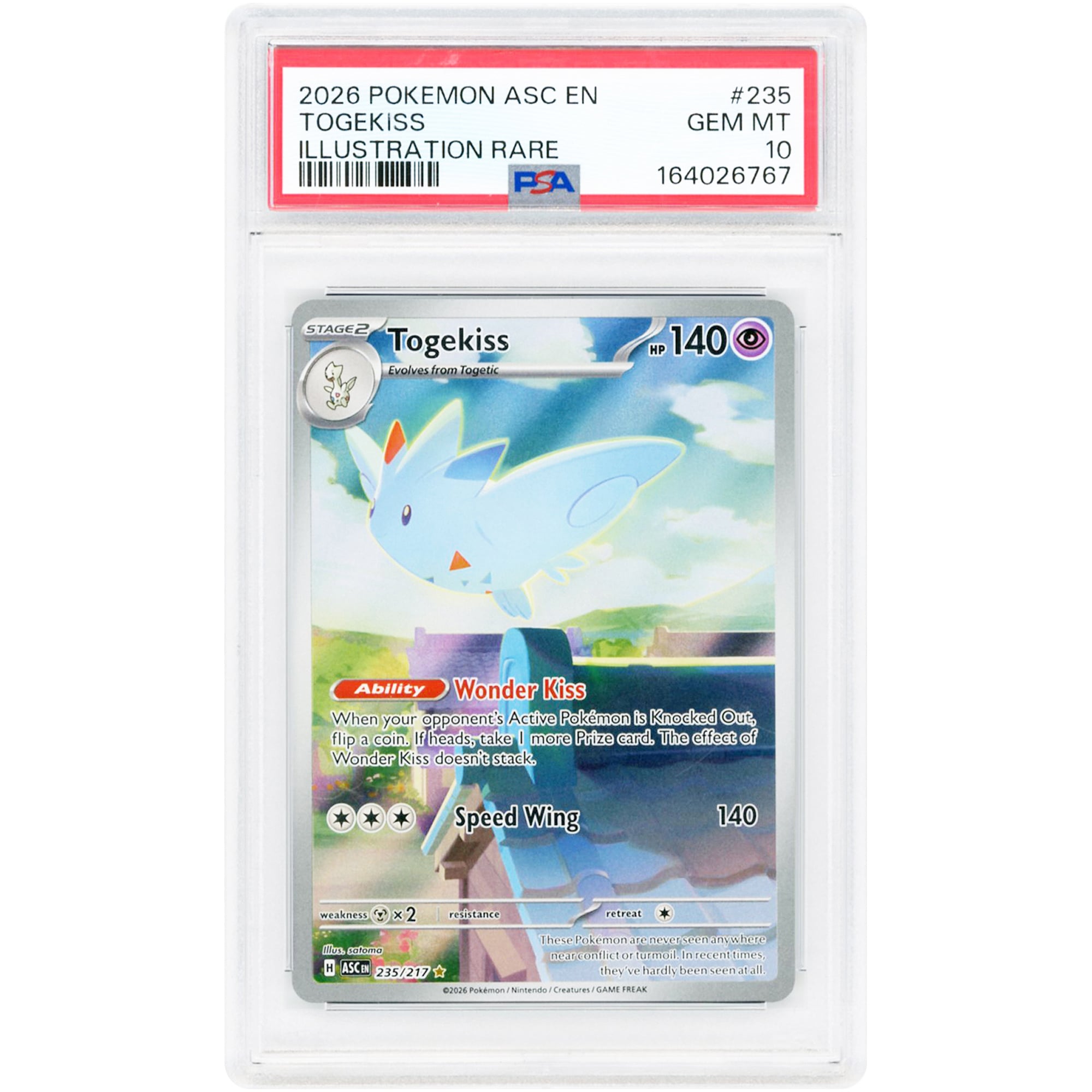 Togekiss 2026 Pokemon Ascended Heroes Illustration Rare #235 PSA Authenticated Card