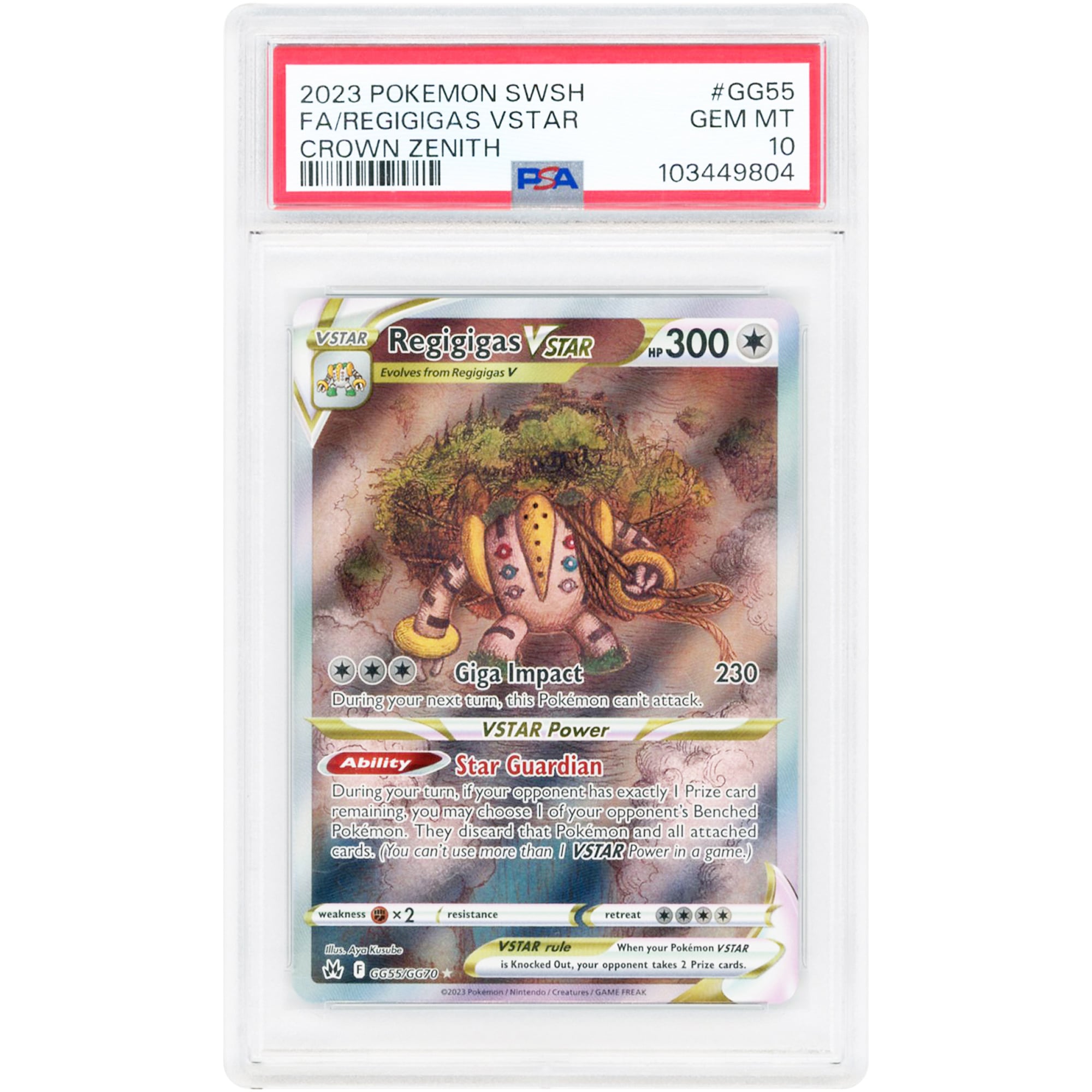 Regigigas VSTAR 2023 Pokemon Crown Zenith Galarian Gallery Ultra Rare #GG55 PSA Authenticated 10 Card