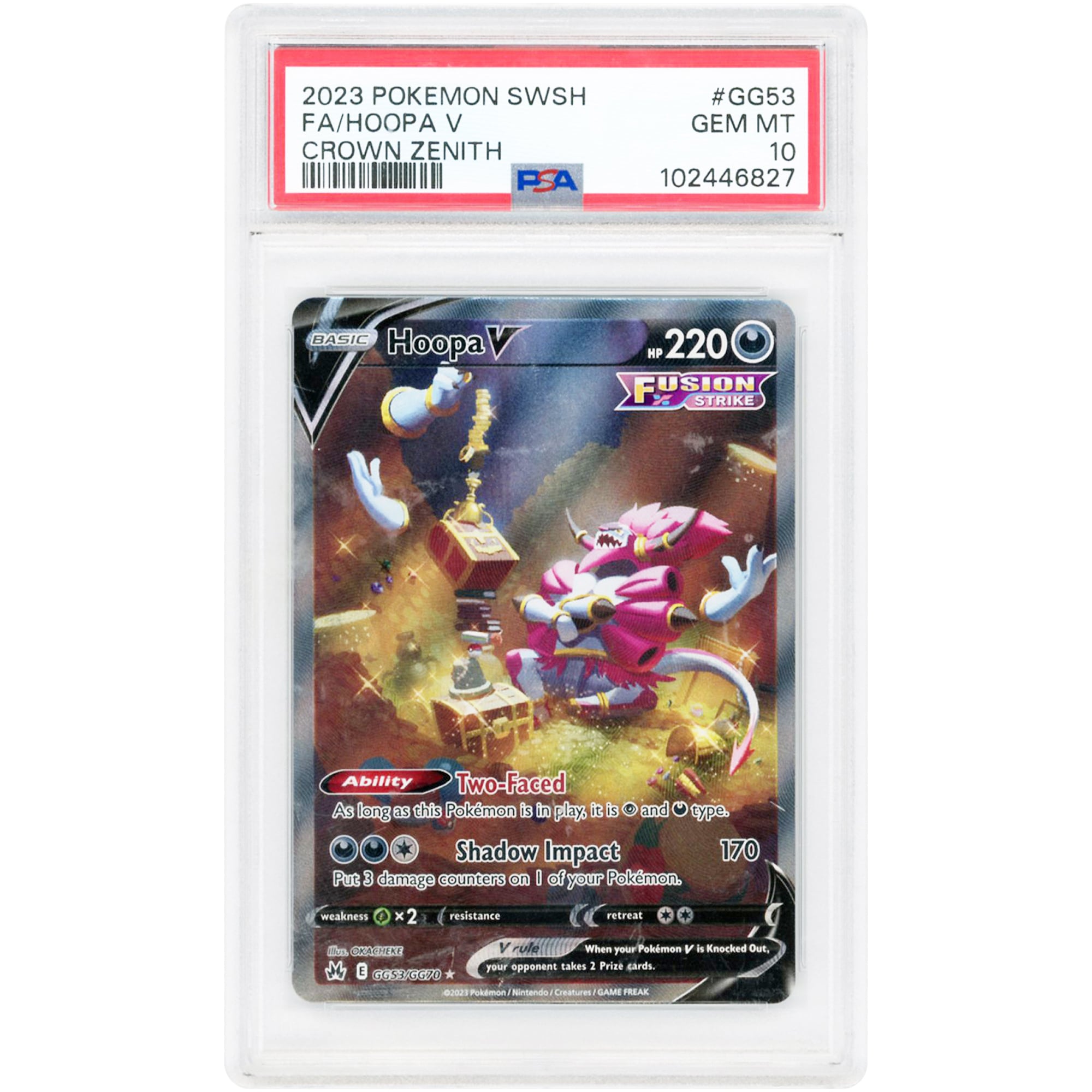 Hoopa V 2023 Pokemon Crown Zenith Galarian Gallery Ultra Rare #GG53 PSA Authenticated 10 Card