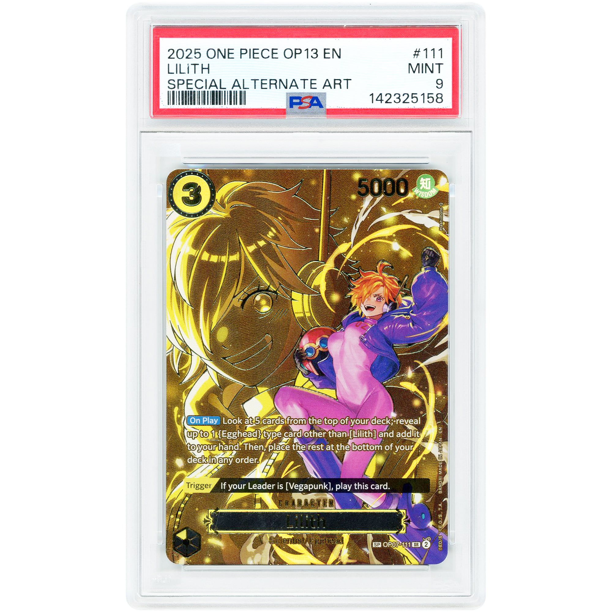 Lilith 2025 One Piece Carrying On His Will Special Alternate Art #OP07-111 PSA Authenticated 9 Card