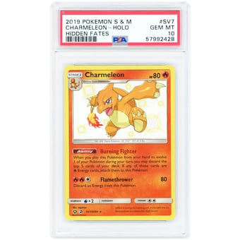 Charmeleon 2019 Pokemon Hidden Fates Shiny Vault Shiny Holo Rare #SV7 PSA Authenticated 10 Card