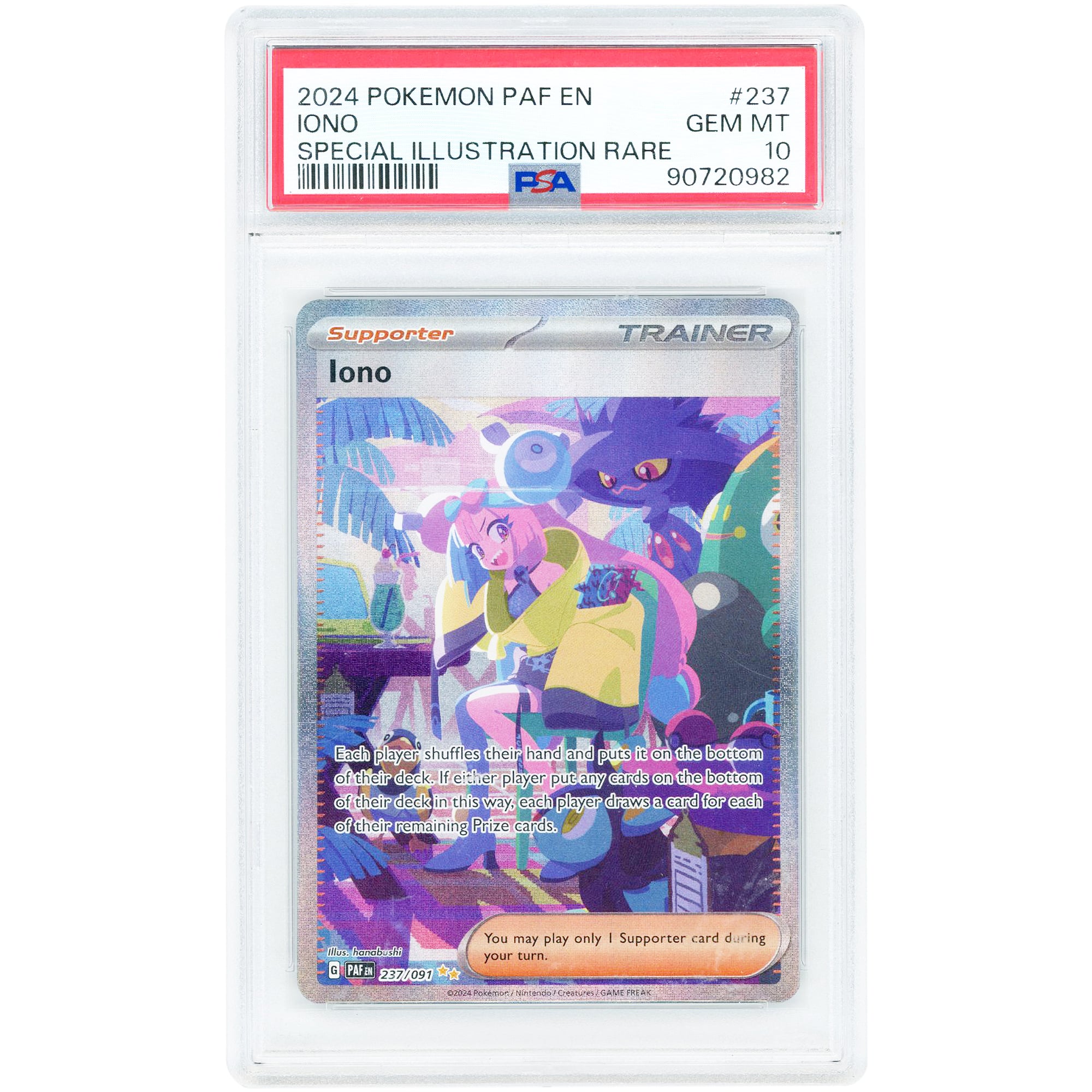 Iono 2024 Pokemon Paldean Fates Special Illustration Rare #237 PSA Authenticated 10 Card