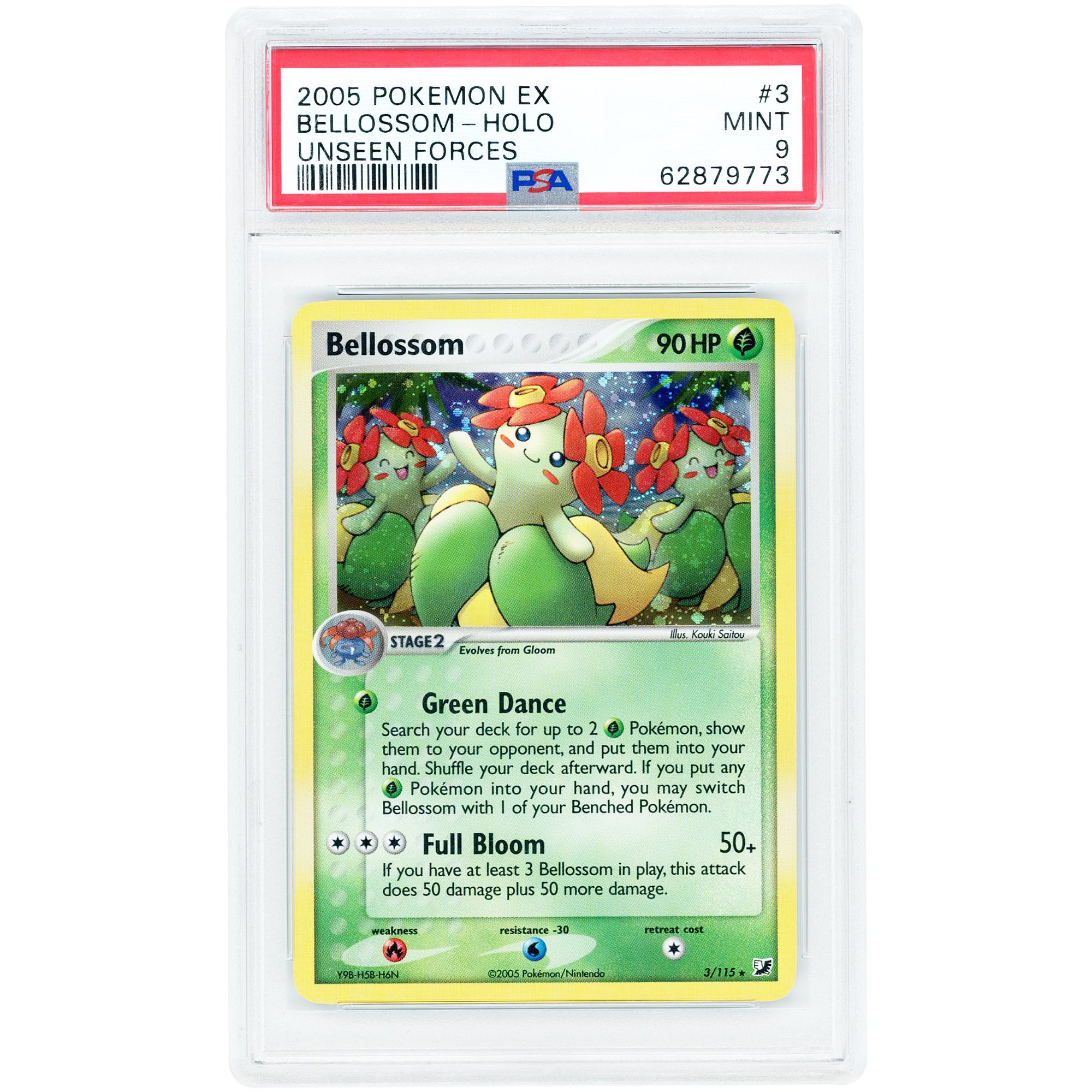 Bellossom 2005 Pokemon EX Unseen Forces Holo Rare #3 PSA Authenticated 9 Card