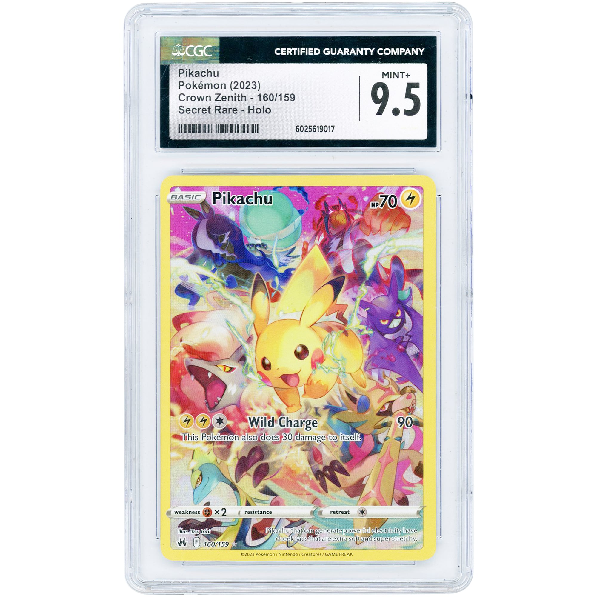 Pikachu 2023 Pokemon Crown Zenith Secret Rare #160 CGC Authenticated 9.5 Card